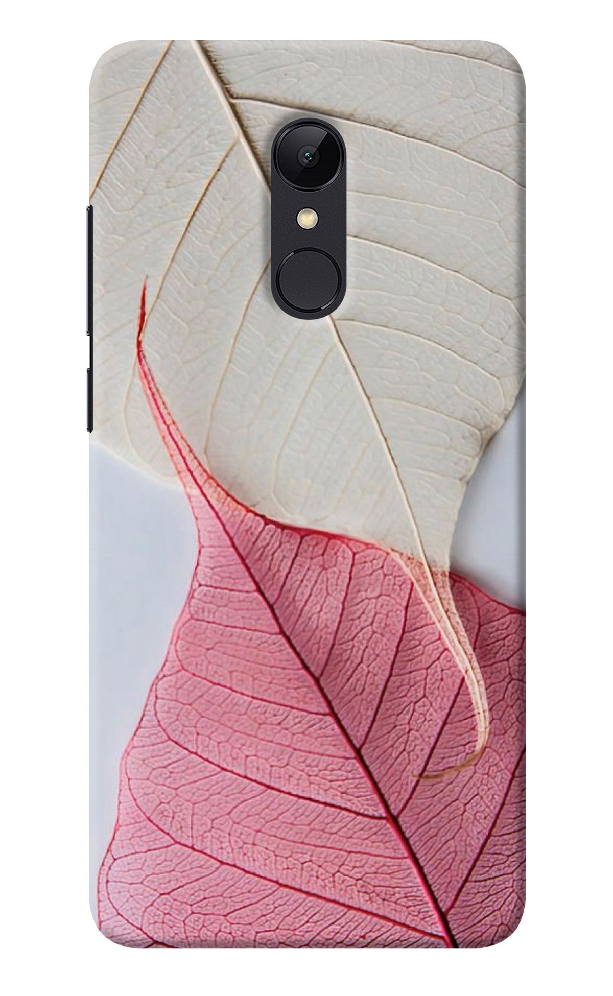 White Pink Leaf Redmi 5 Back Cover