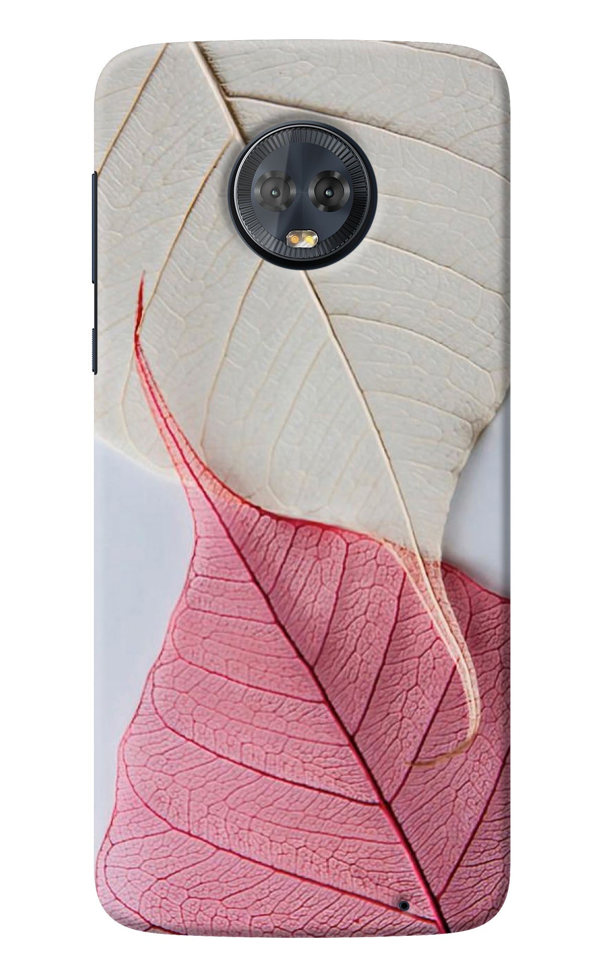 White Pink Leaf Moto G6 Back Cover