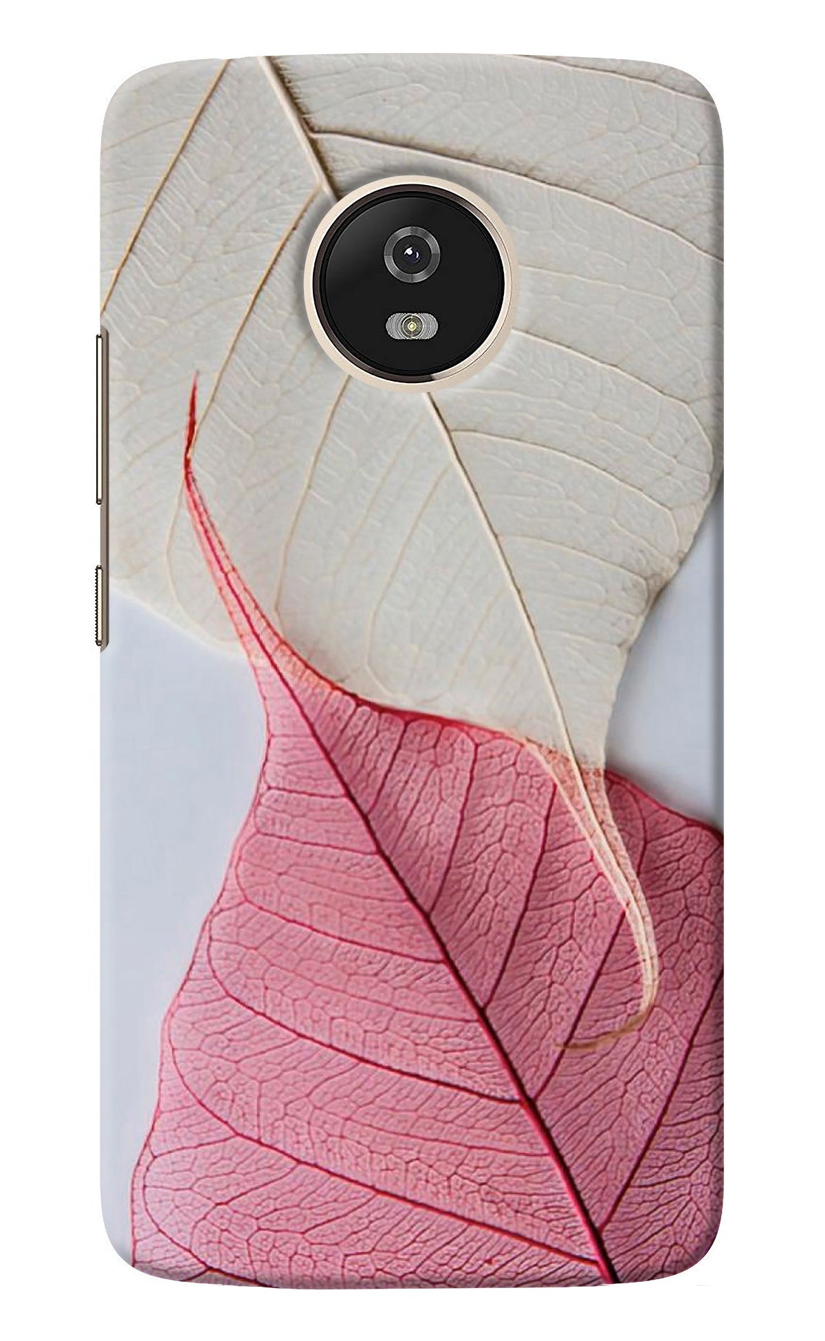 White Pink Leaf Moto G5 Back Cover