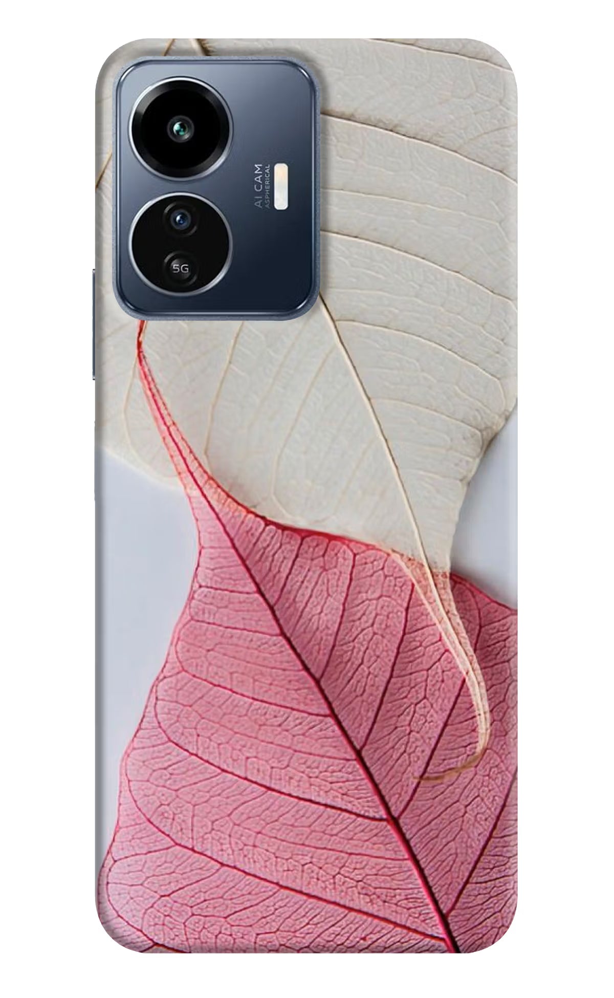 White Pink Leaf Case for IQOO Z6 Lite 5G