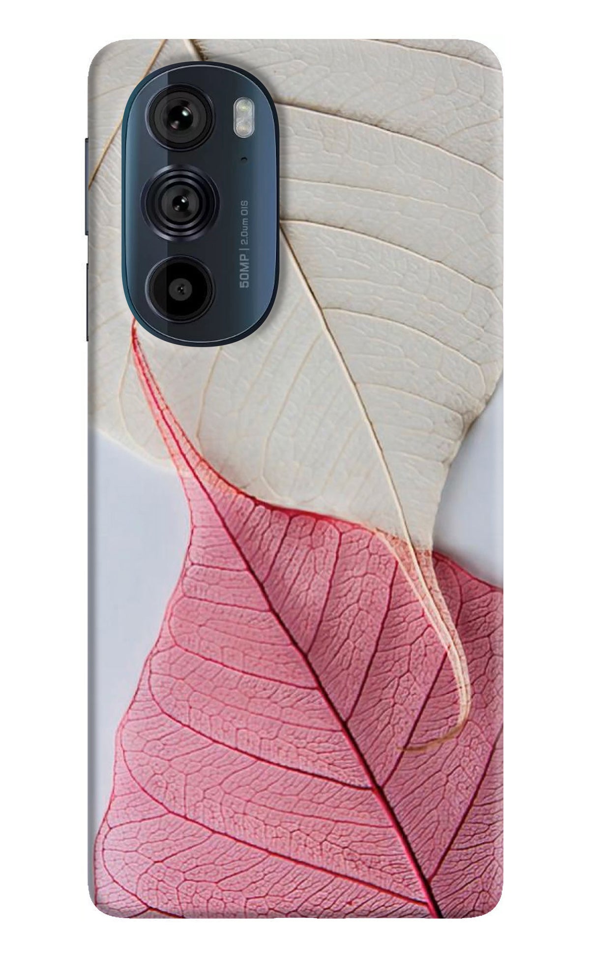 White Pink Leaf Case for Moto Edge 30 Pro