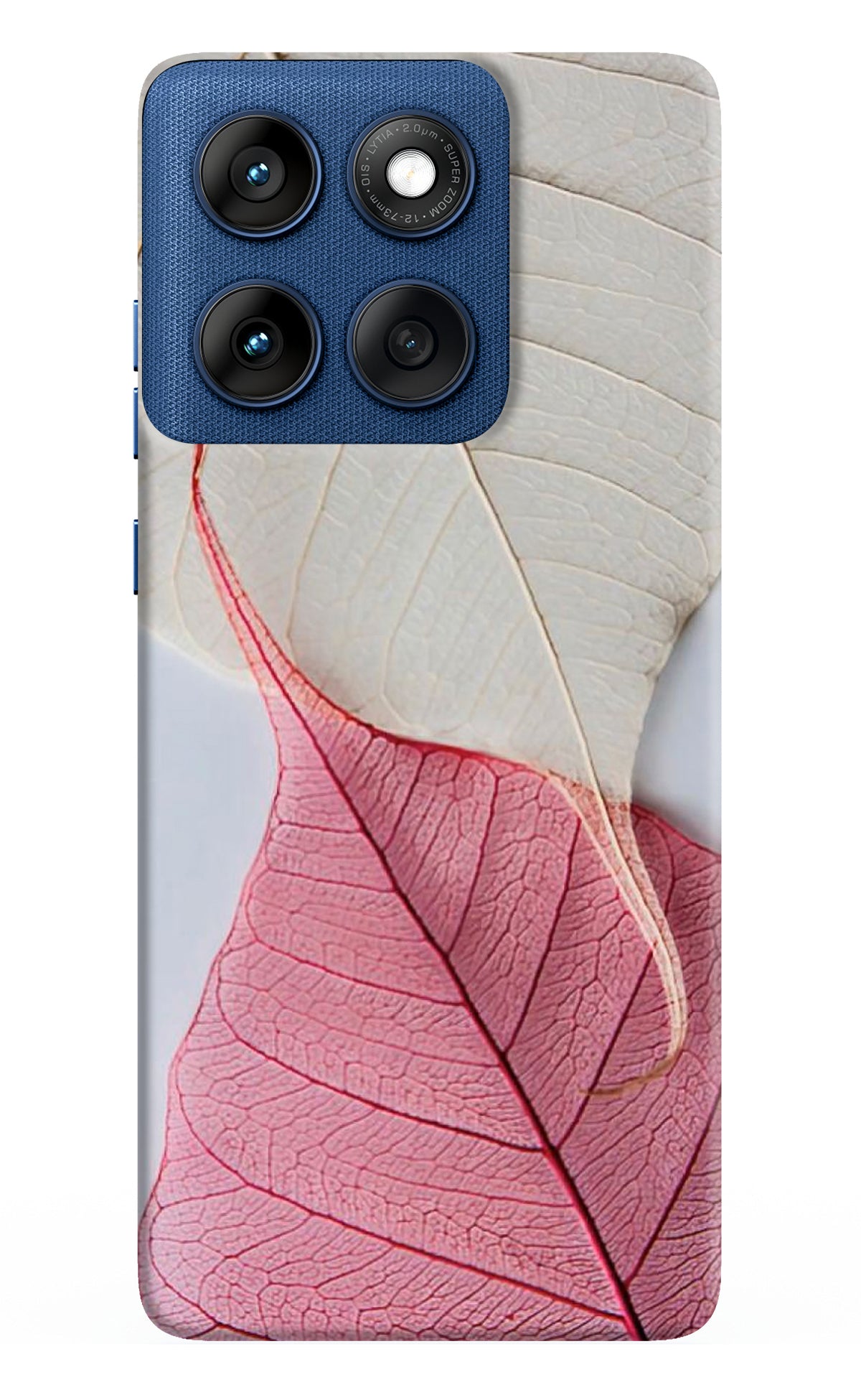White Pink Leaf Case for Moto Edge 60