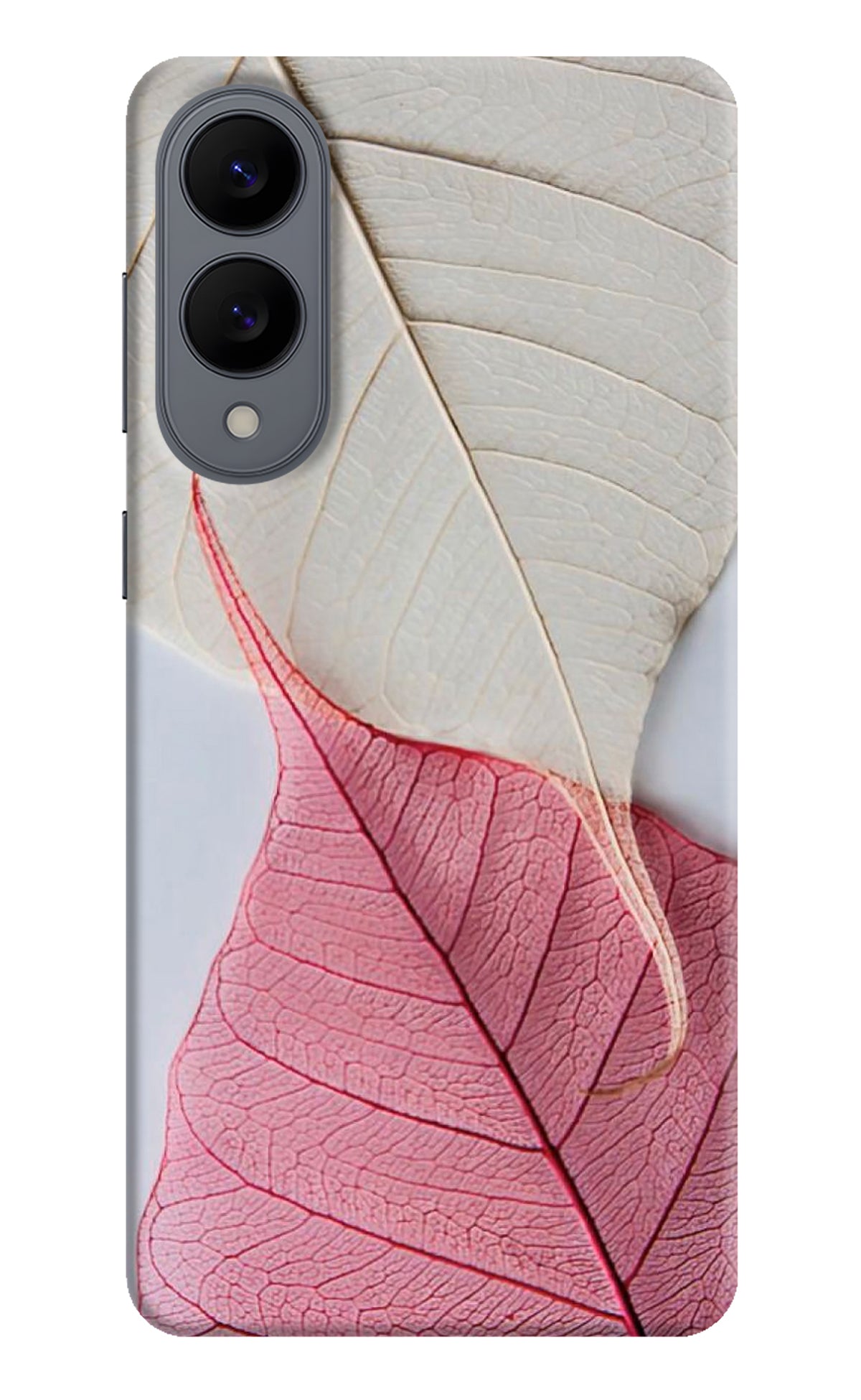 White Pink Leaf Case for Samsung S25 Edge