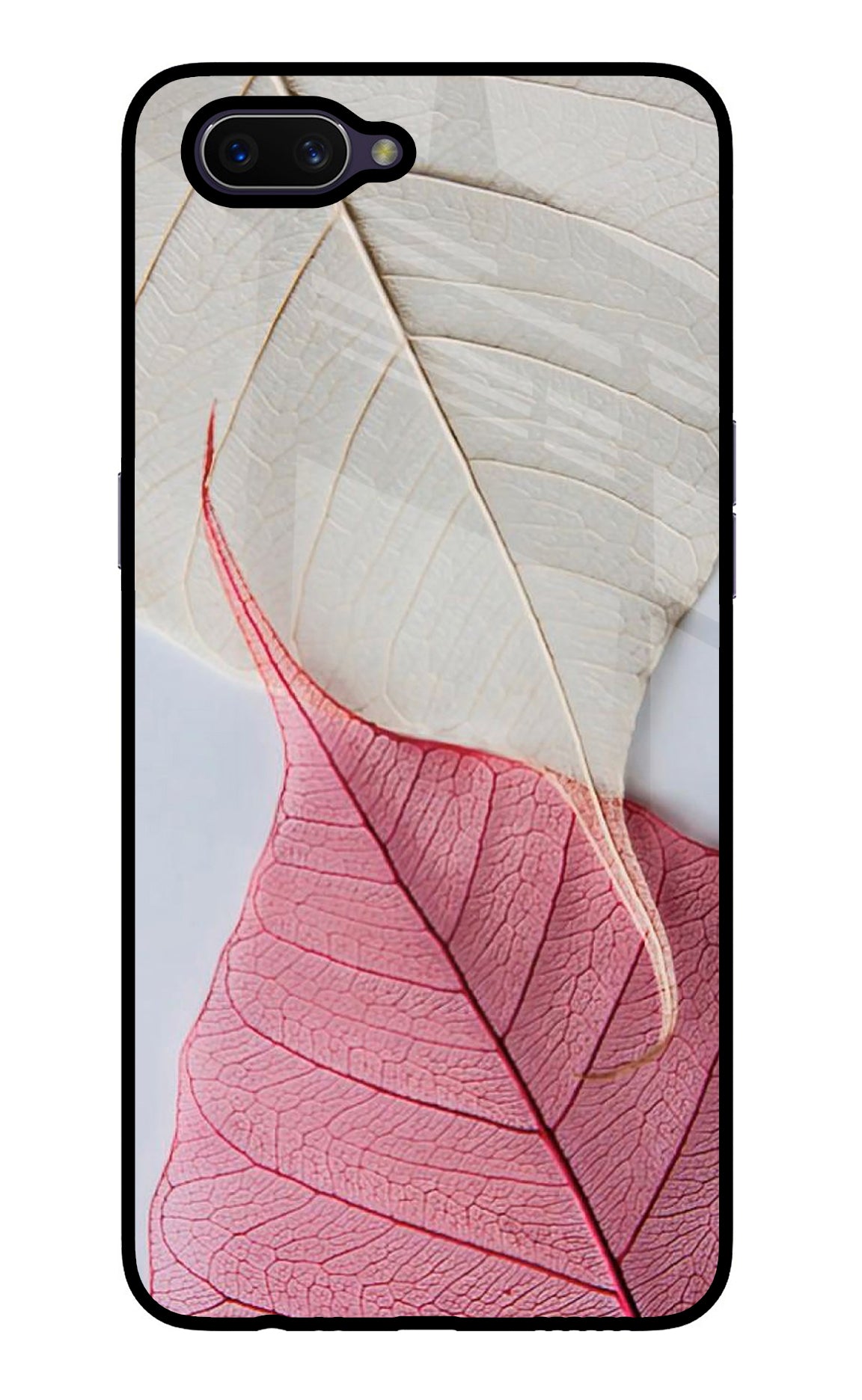 White Pink Leaf Case for Oppo A3S