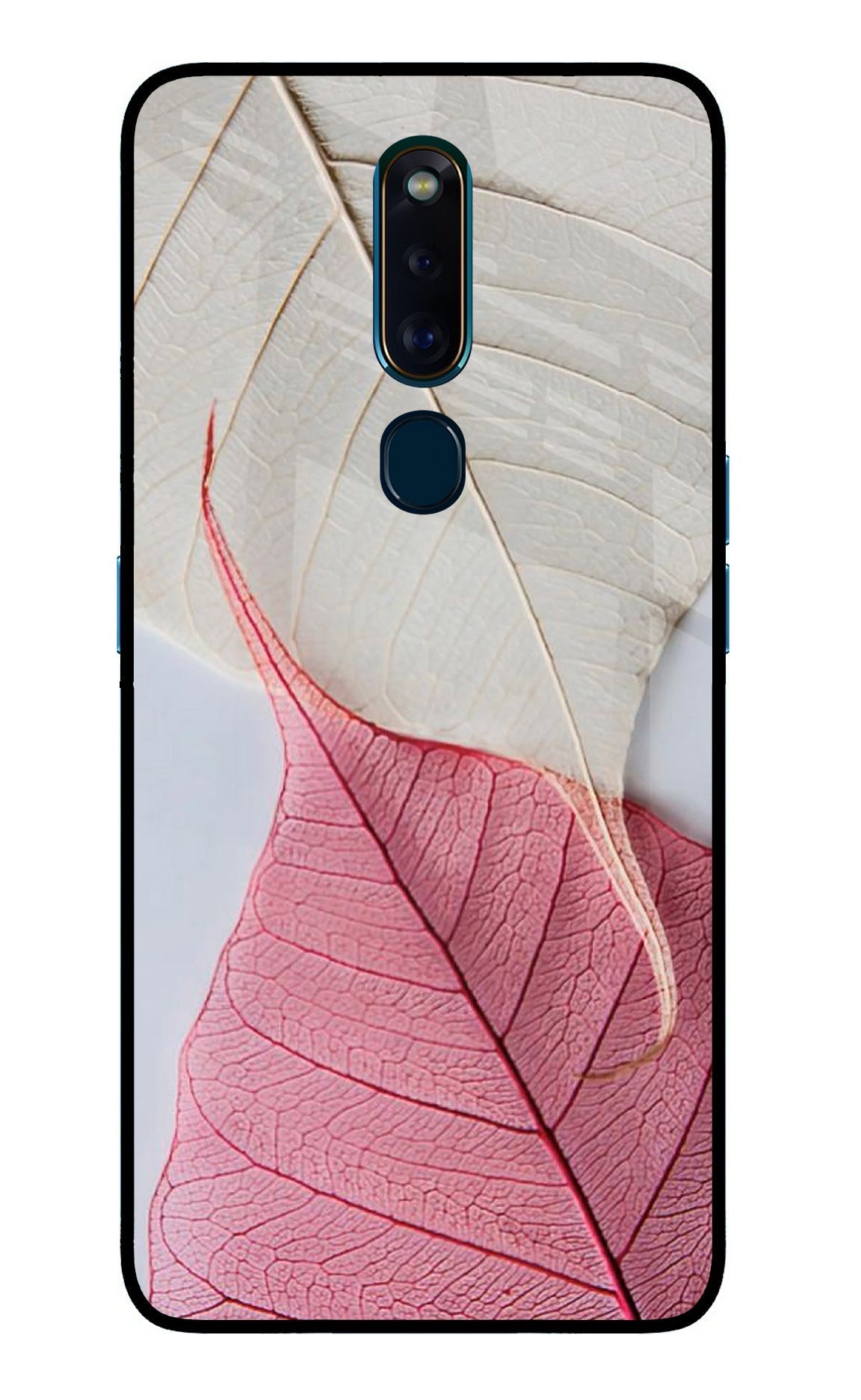 White Pink Leaf Case for Oppo F11 Pro