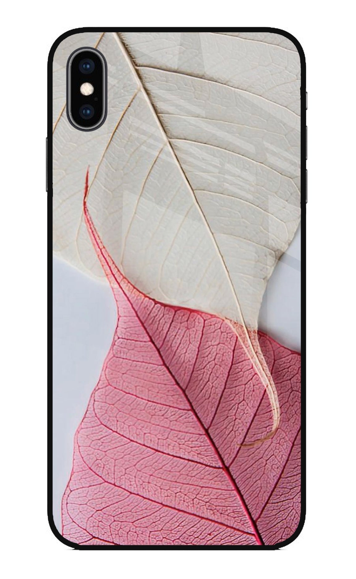 White Pink Leaf Case for iPhone XS Max