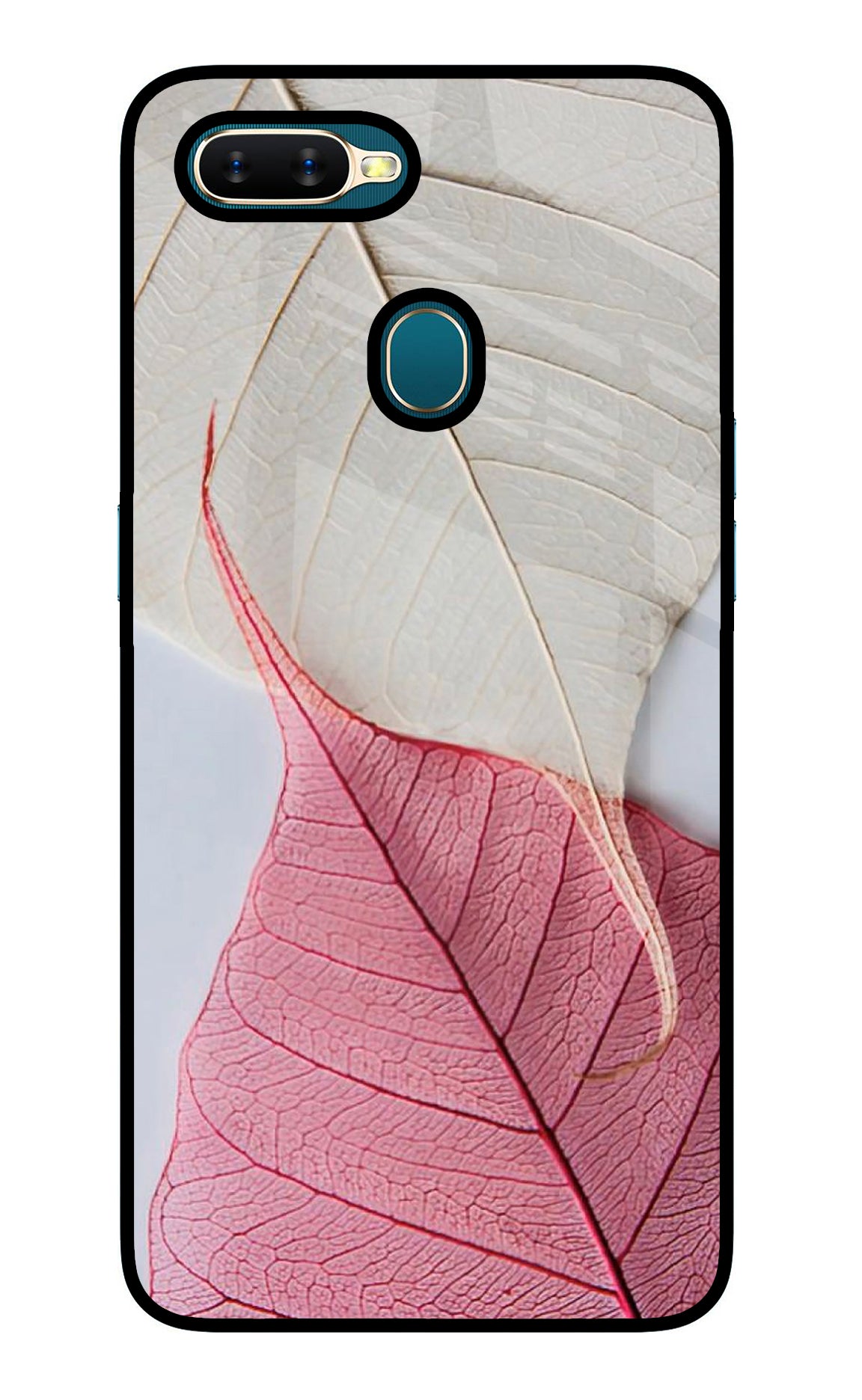 White Pink Leaf Case for Oppo A7/A5s/A12