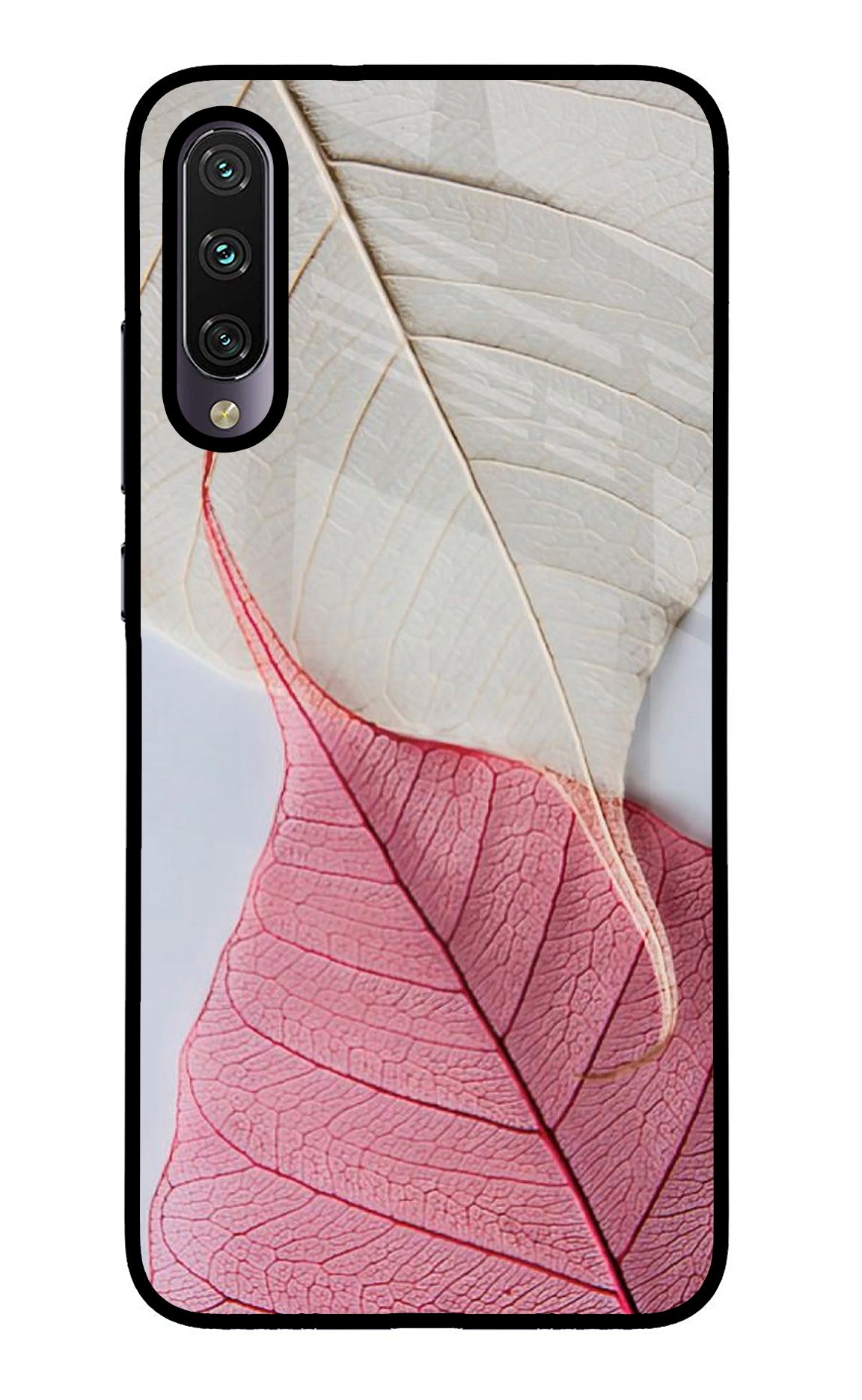 White Pink Leaf Case for Mi A3