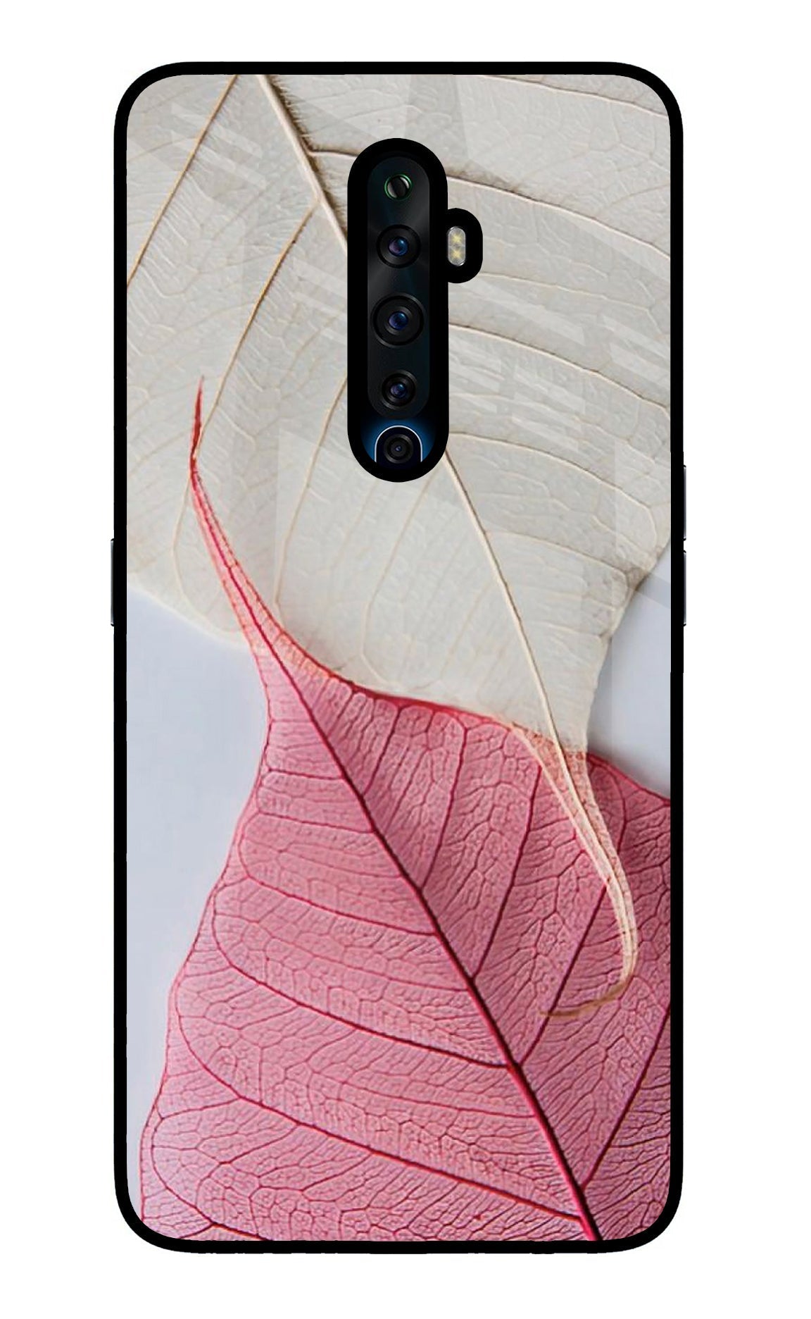 White Pink Leaf Case for Oppo Reno2 Z