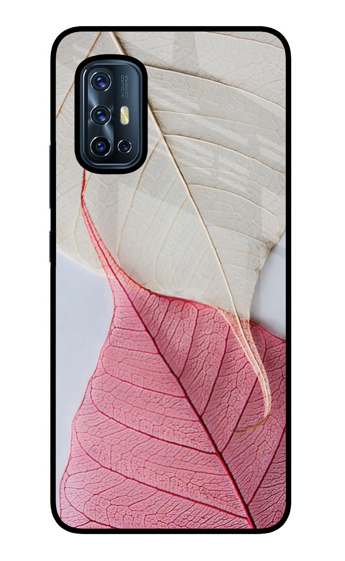 White Pink Leaf Case for Vivo V17