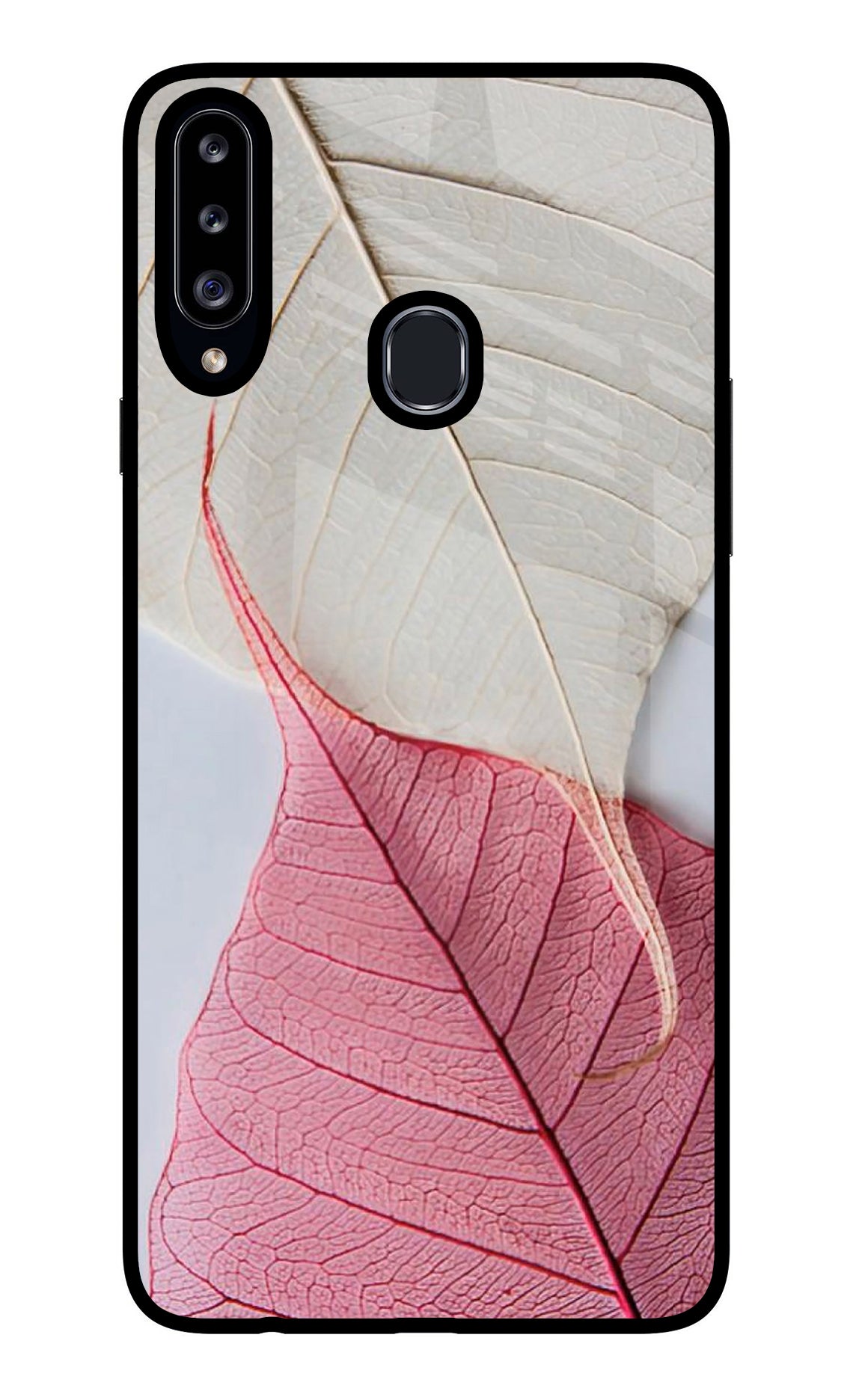 White Pink Leaf Case for Samsung A20s