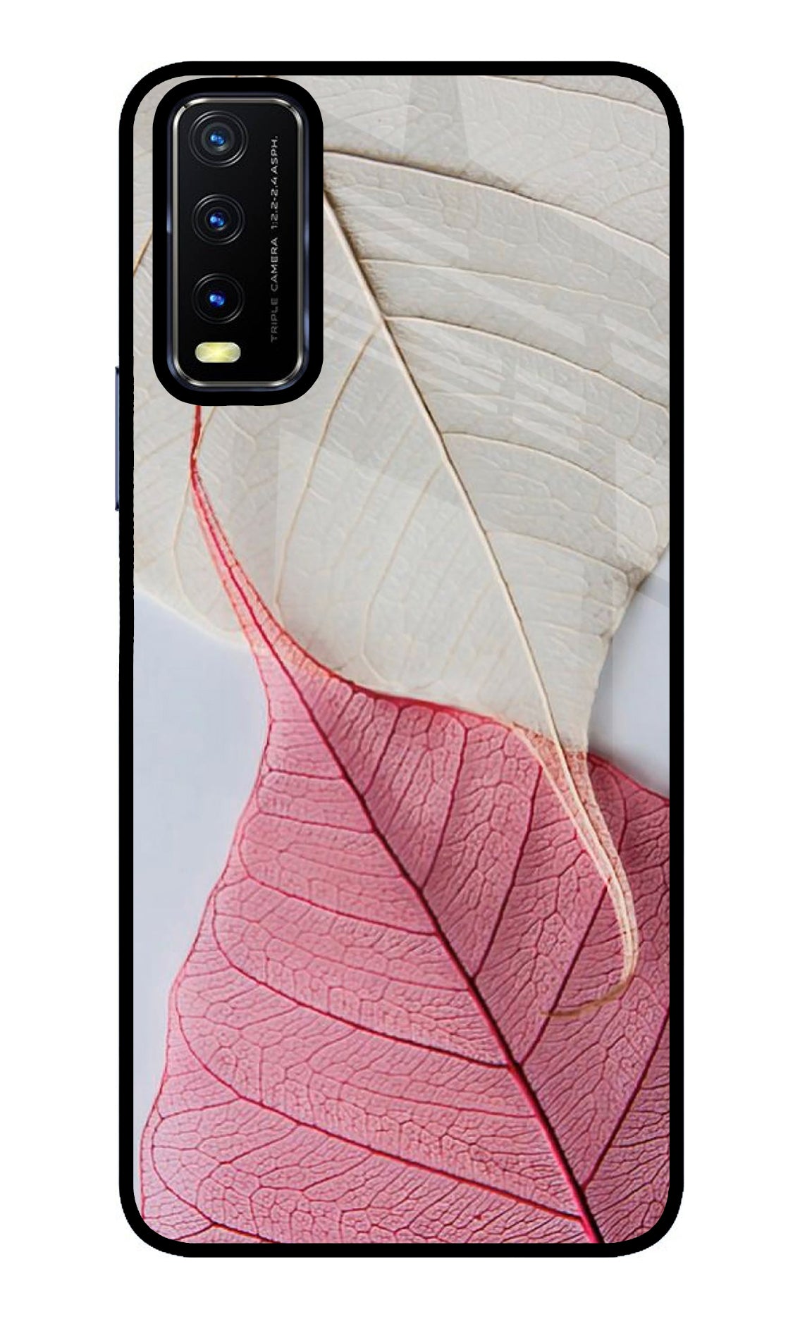 White Pink Leaf Case for Vivo Y20/Y20i