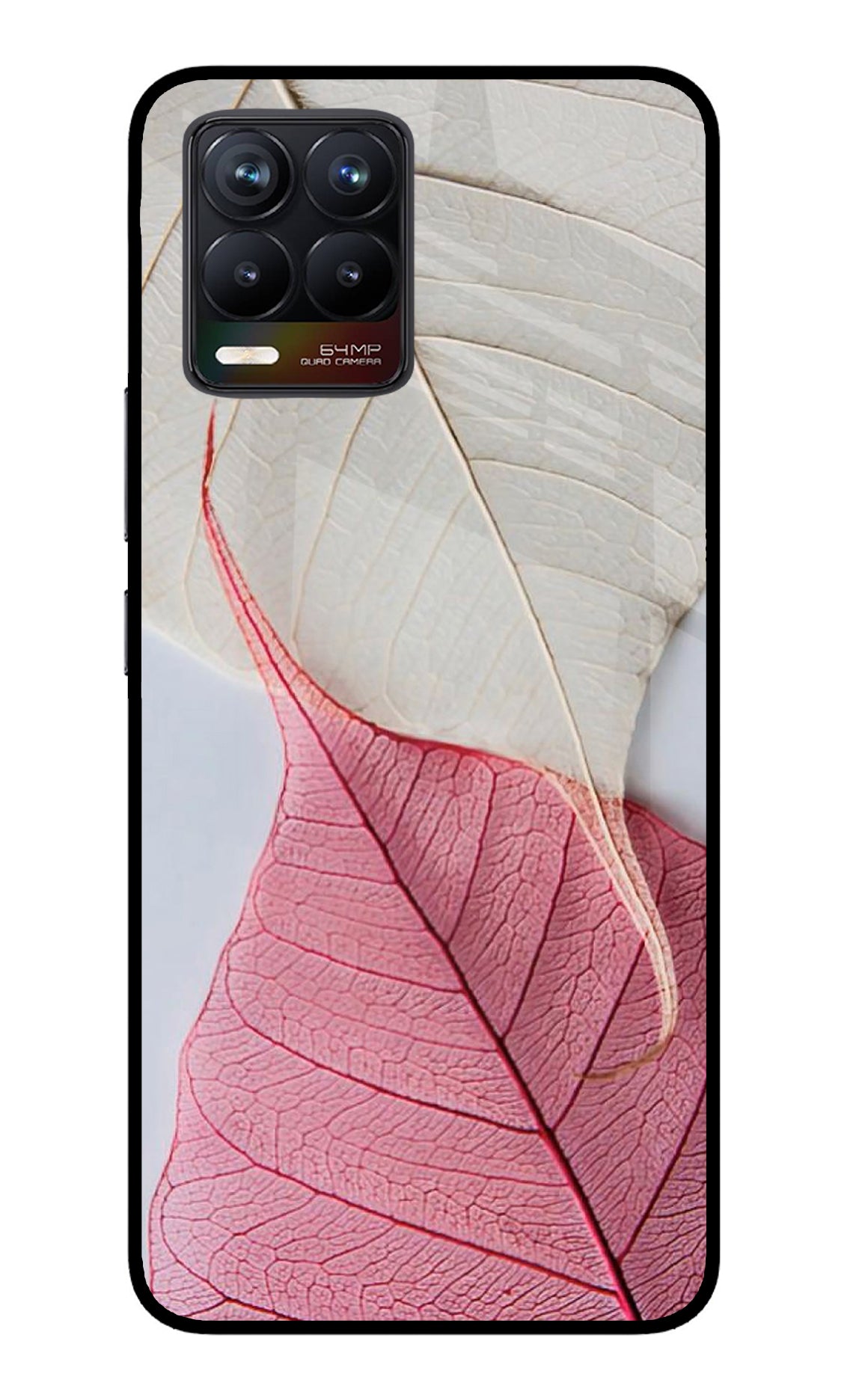 White Pink Leaf Case for Realme 8/8 Pro (not 5G)