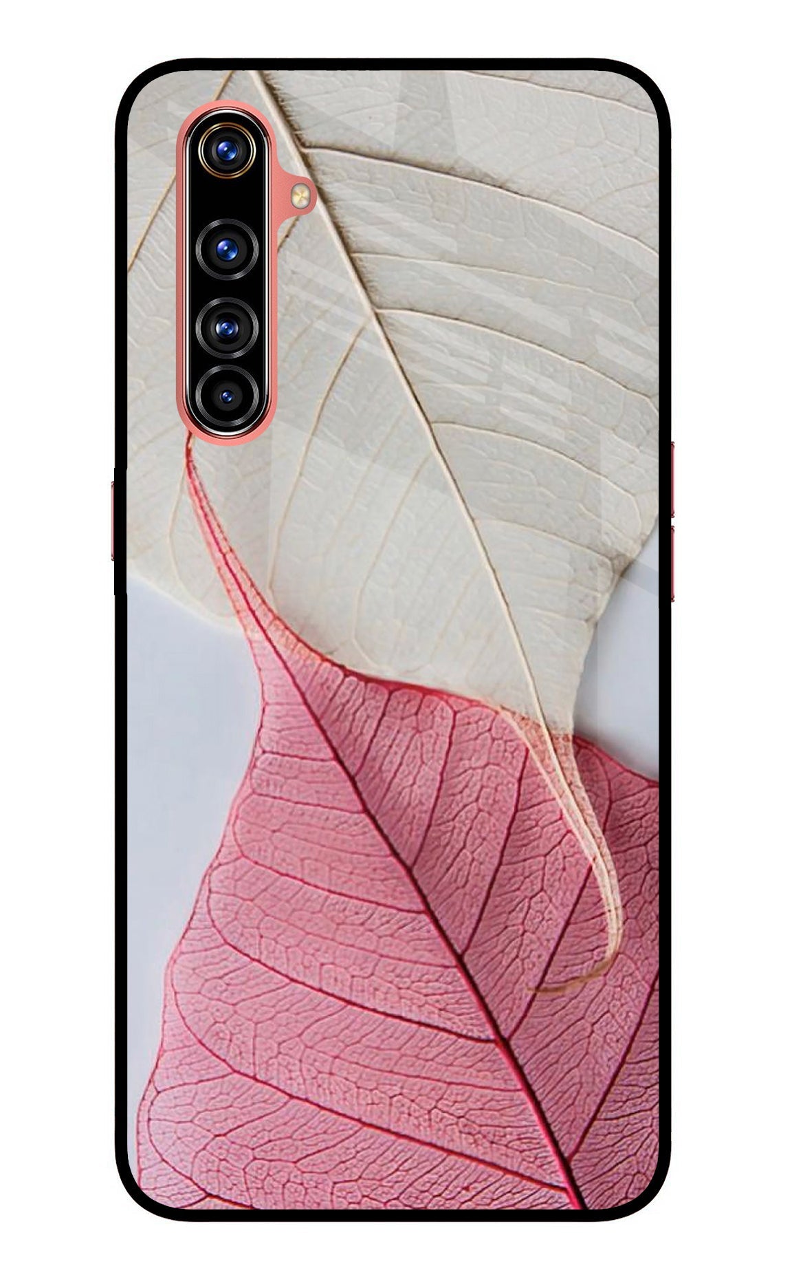 White Pink Leaf Case for Realme X50 Pro