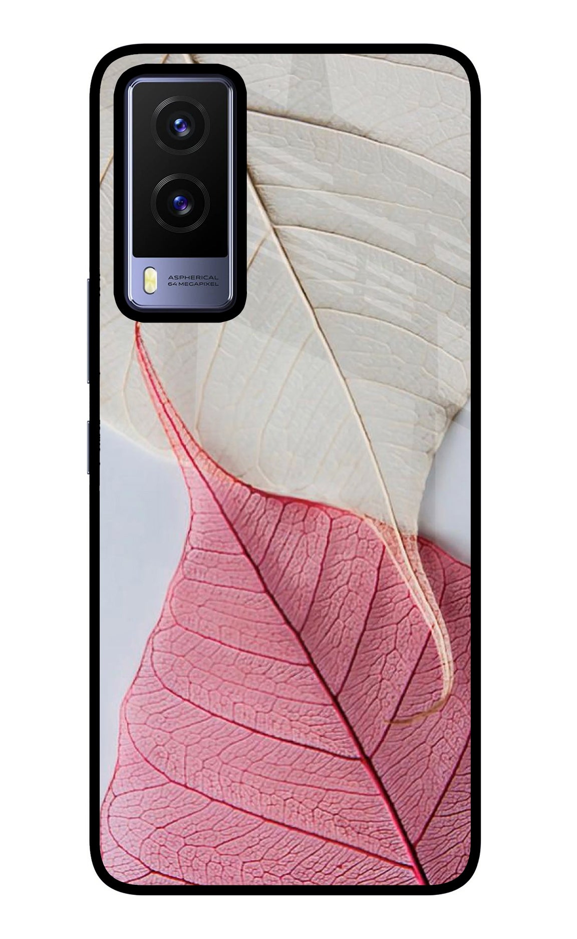 White Pink Leaf Case for Vivo V21E 5G