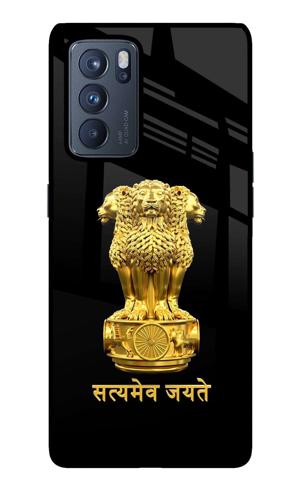 Satyamev Jayate Golden Case for Oppo Reno6 Pro 5G