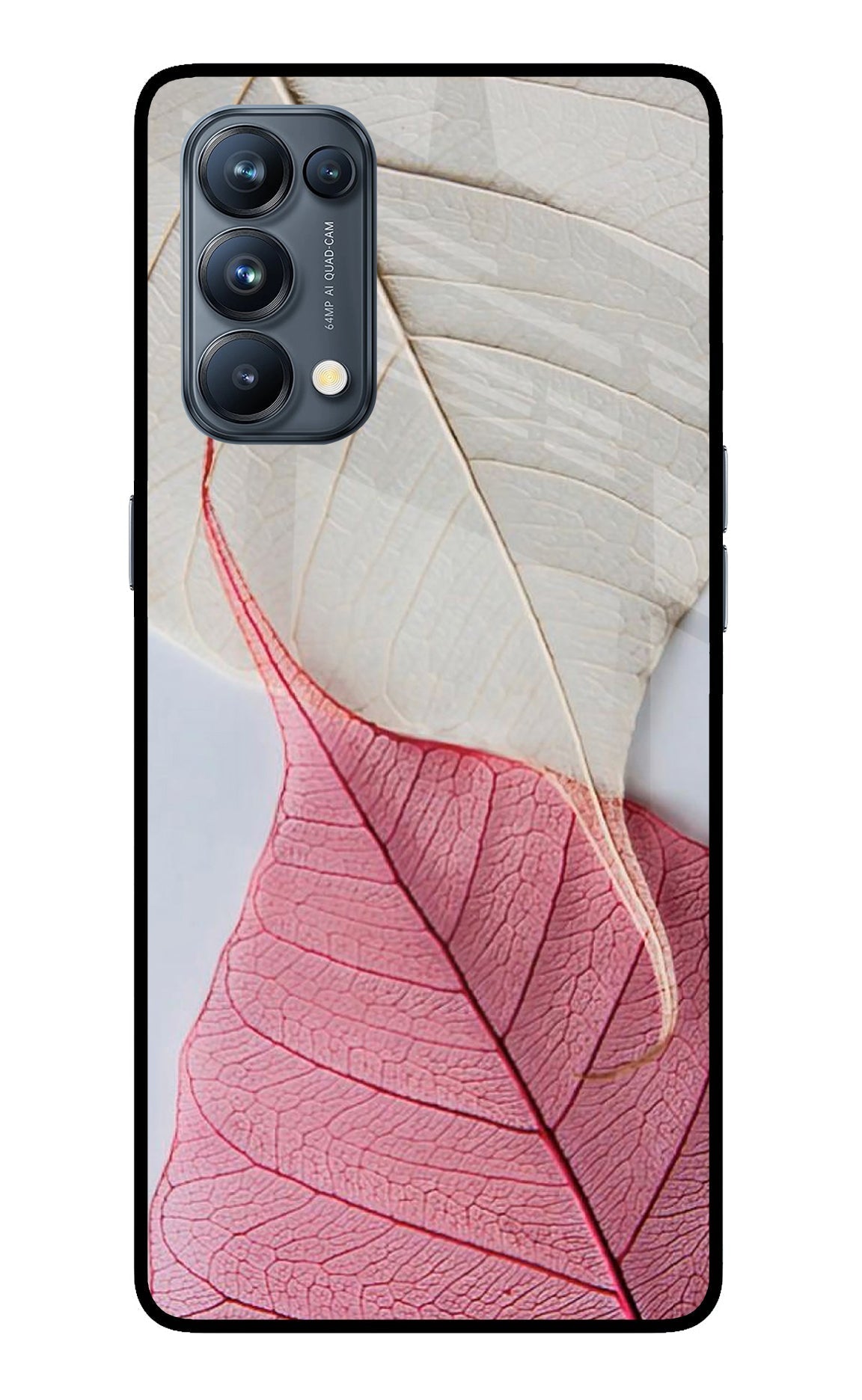 White Pink Leaf Case for Oppo Reno5 Pro 5G