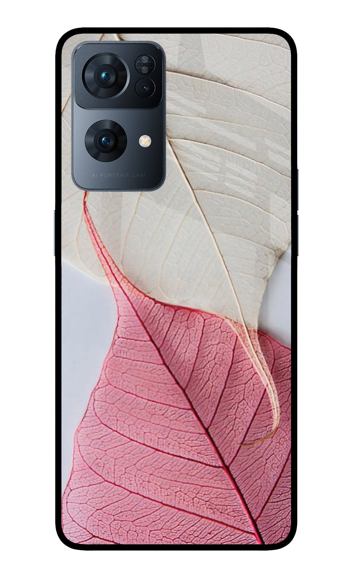 White Pink Leaf Case for Oppo Reno7 Pro 5G