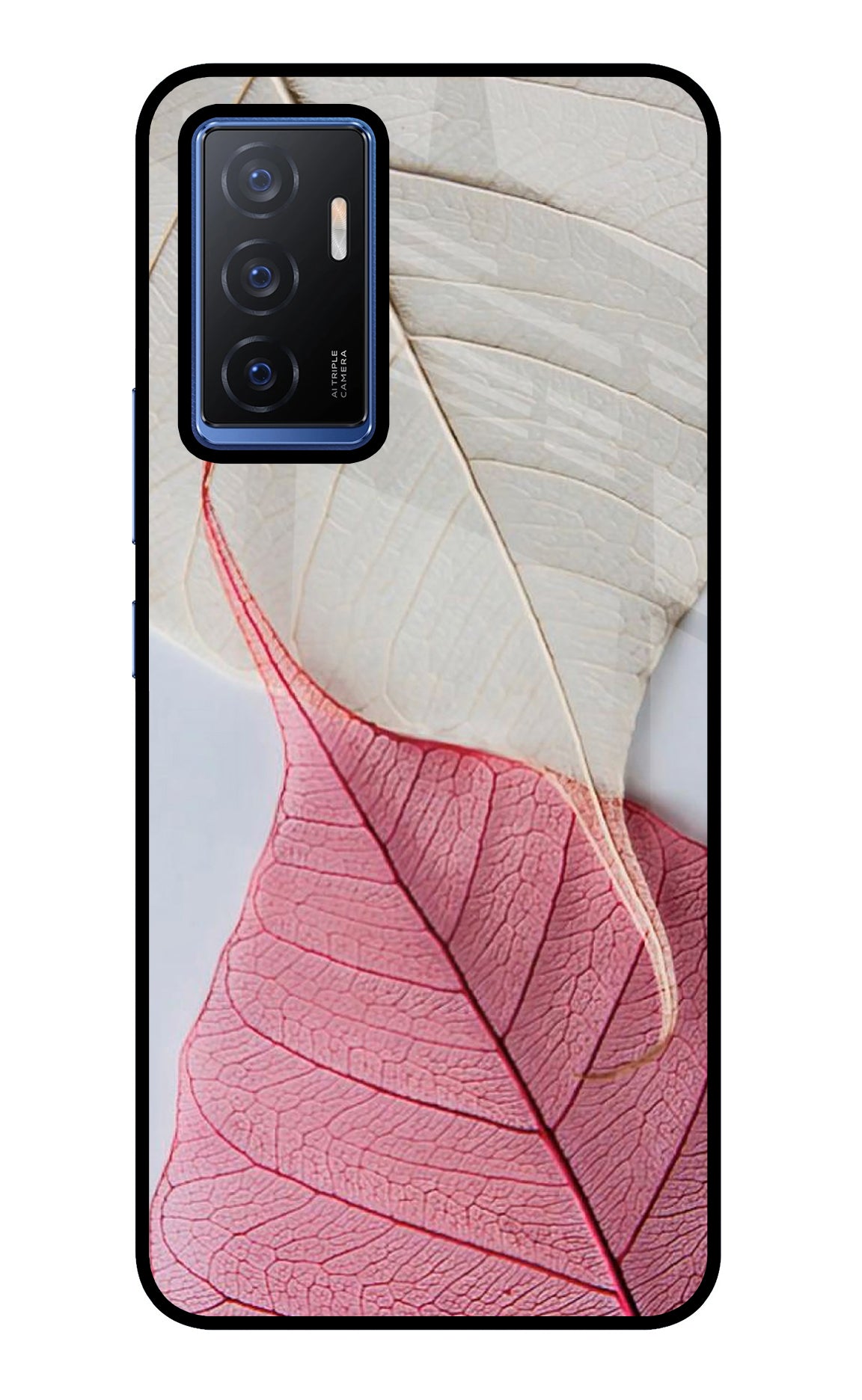 White Pink Leaf Case for Vivo V23E 5G