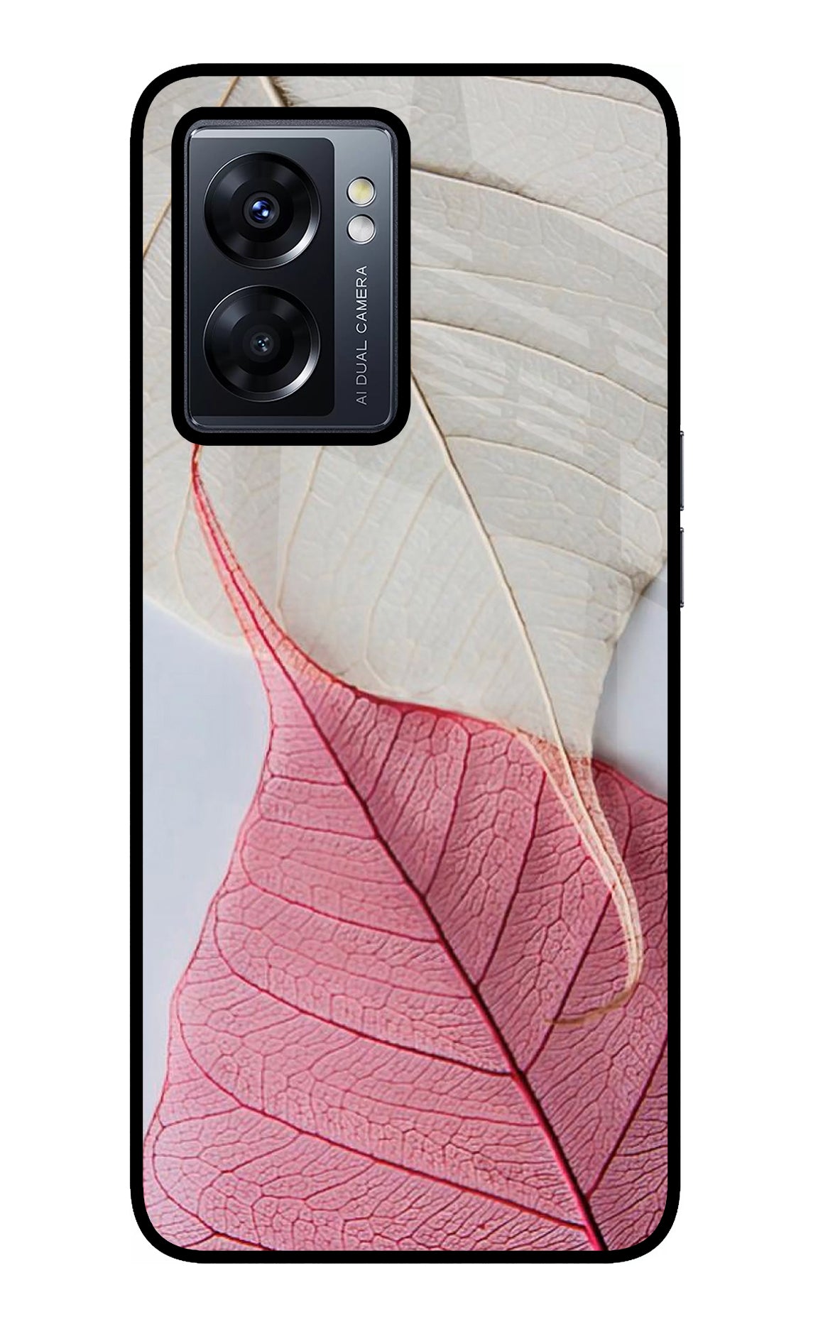 White Pink Leaf Case for Oppo K10 5G