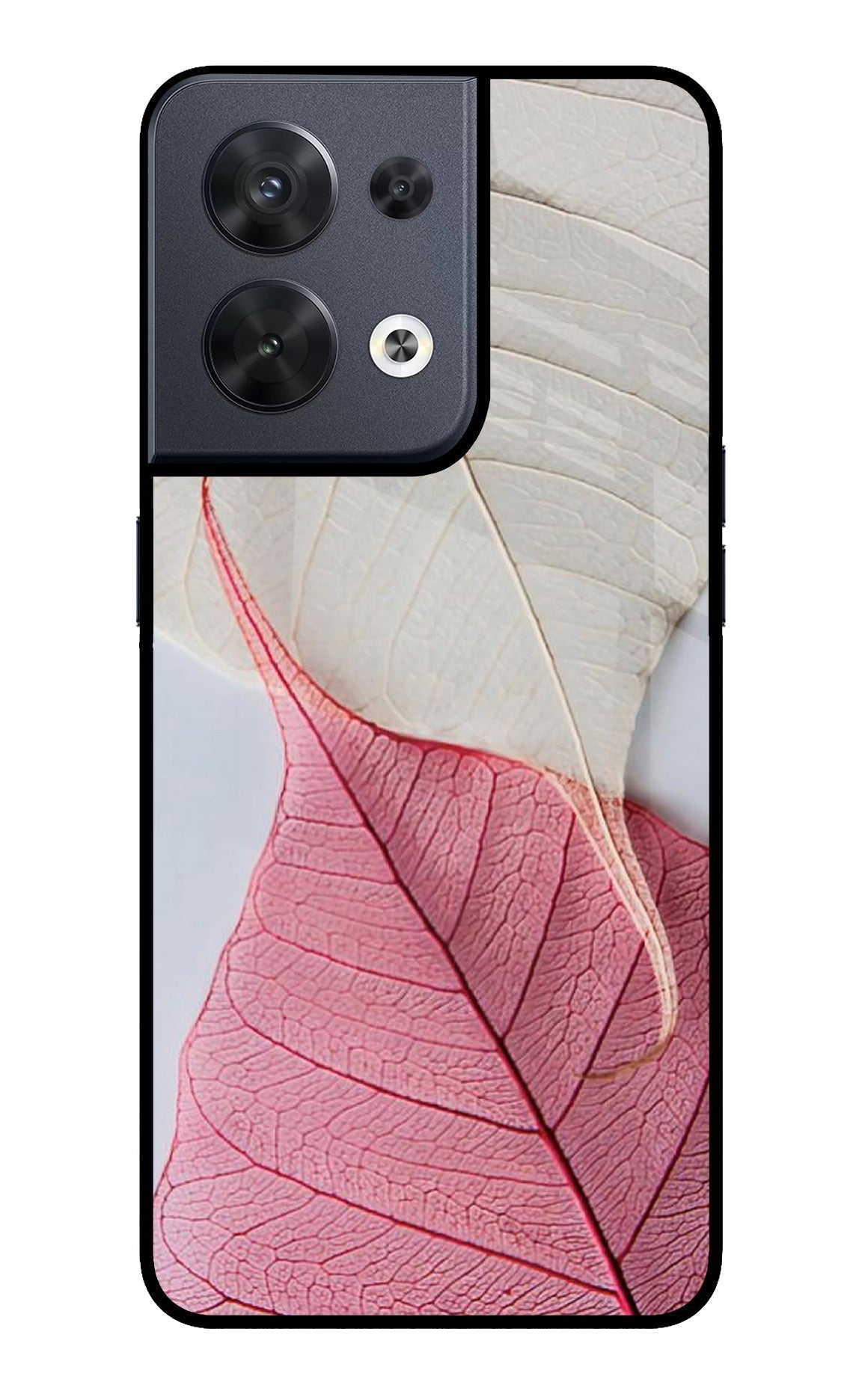 White Pink Leaf Case for Oppo Reno8
