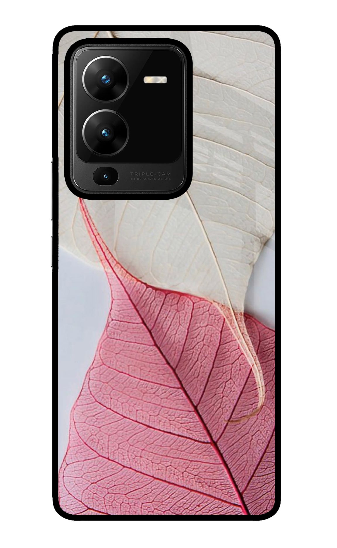 White Pink Leaf Case for Vivo V25 Pro 5G
