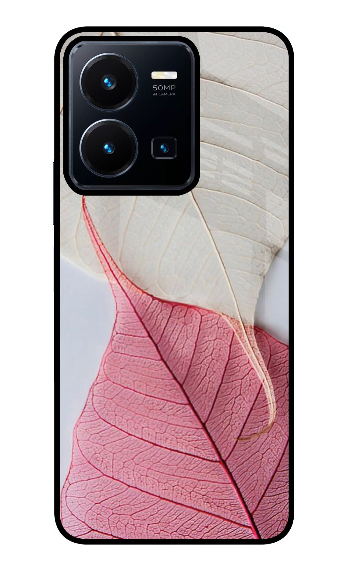 White Pink Leaf Case for Vivo Y35