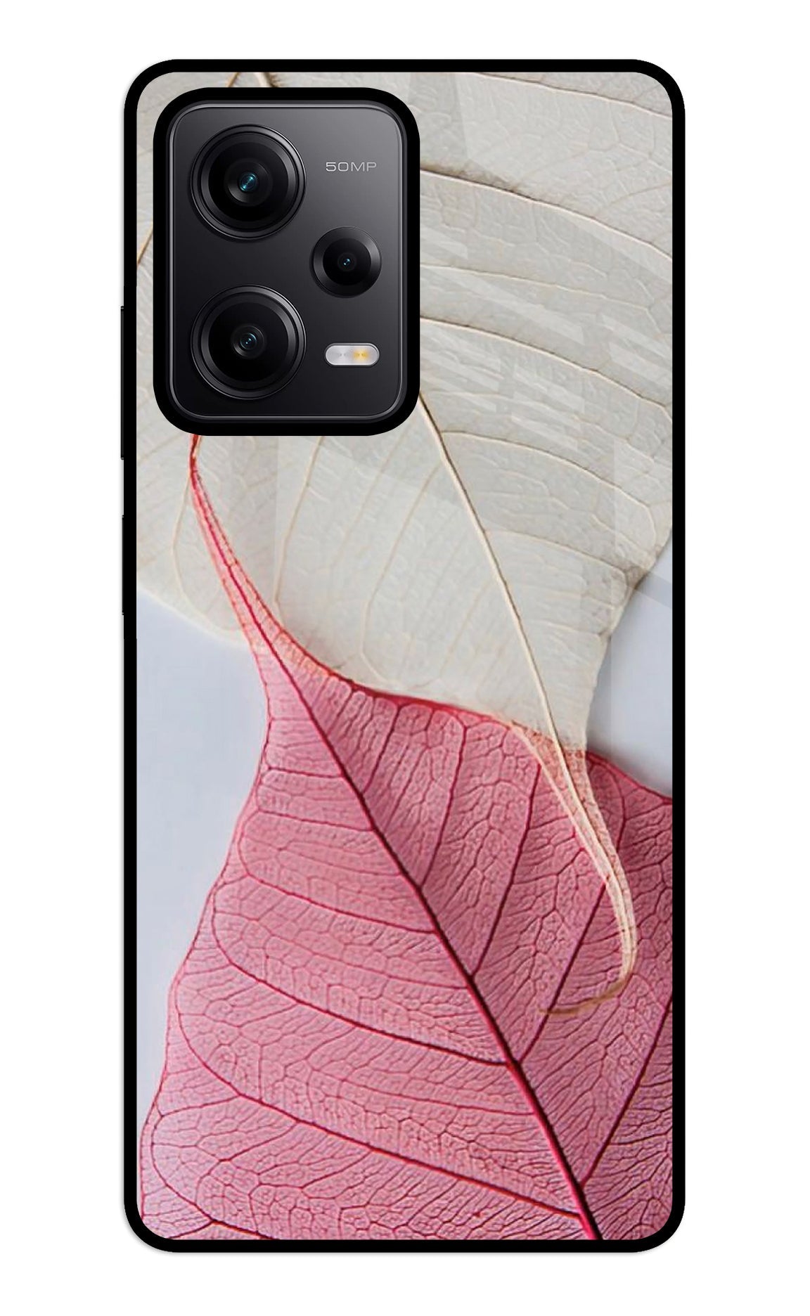 White Pink Leaf Case for Redmi Note 12 5G
