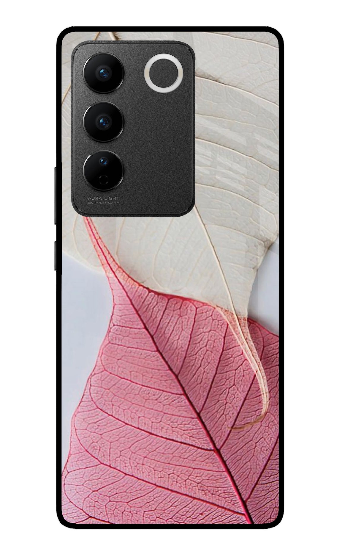 White Pink Leaf Case for Vivo V27/V27 Pro
