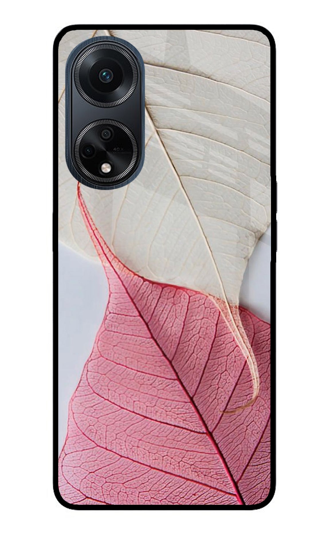 White Pink Leaf Case for Oppo F23