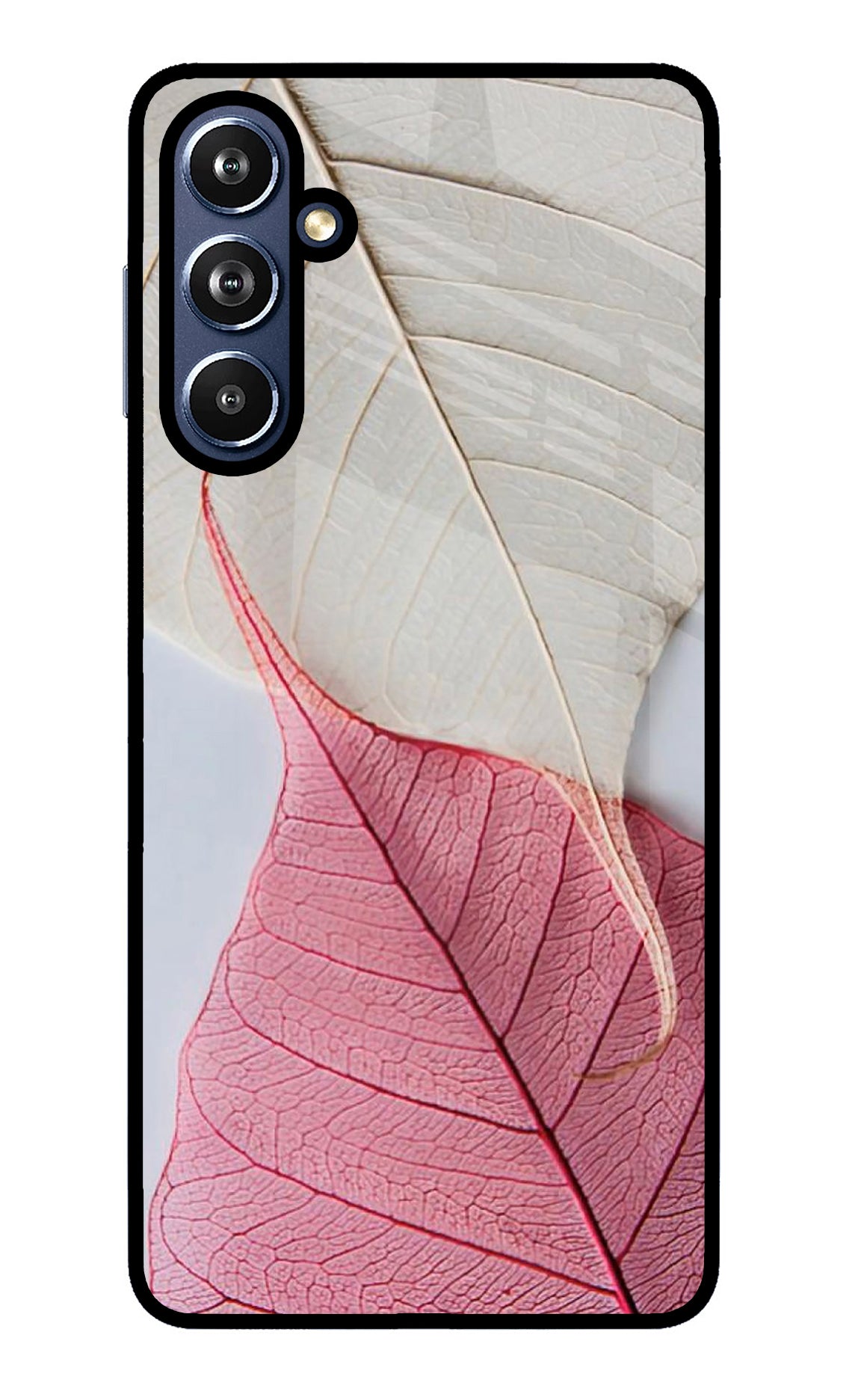 White Pink Leaf Case for Samsung F54 5G