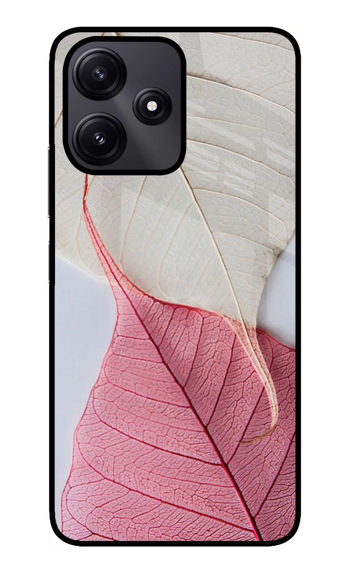 White Pink Leaf Case for Redmi 12 5G