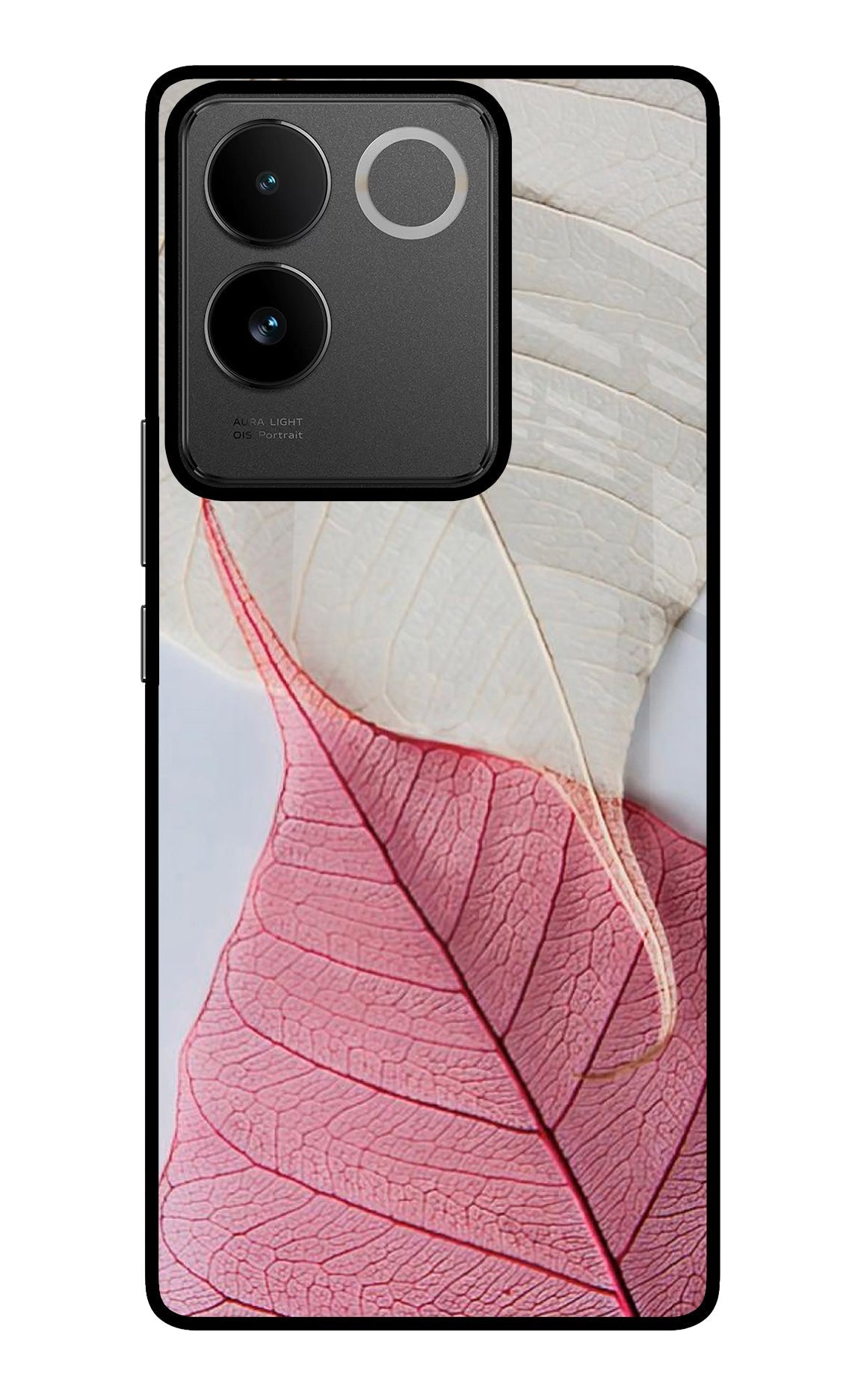 White Pink Leaf Case for IQOO Z7 Pro 5G