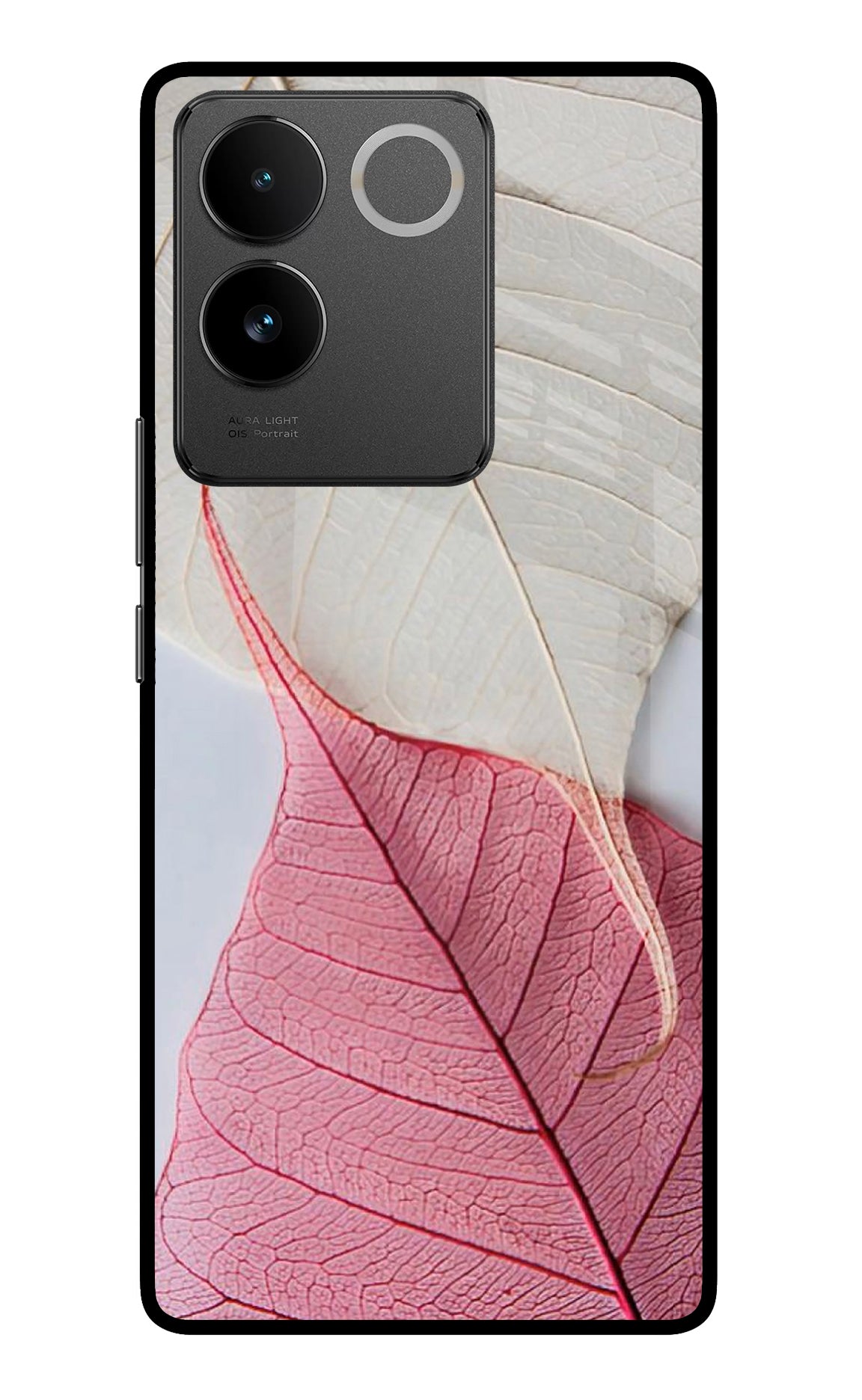 White Pink Leaf Case for Vivo T2 Pro 5G