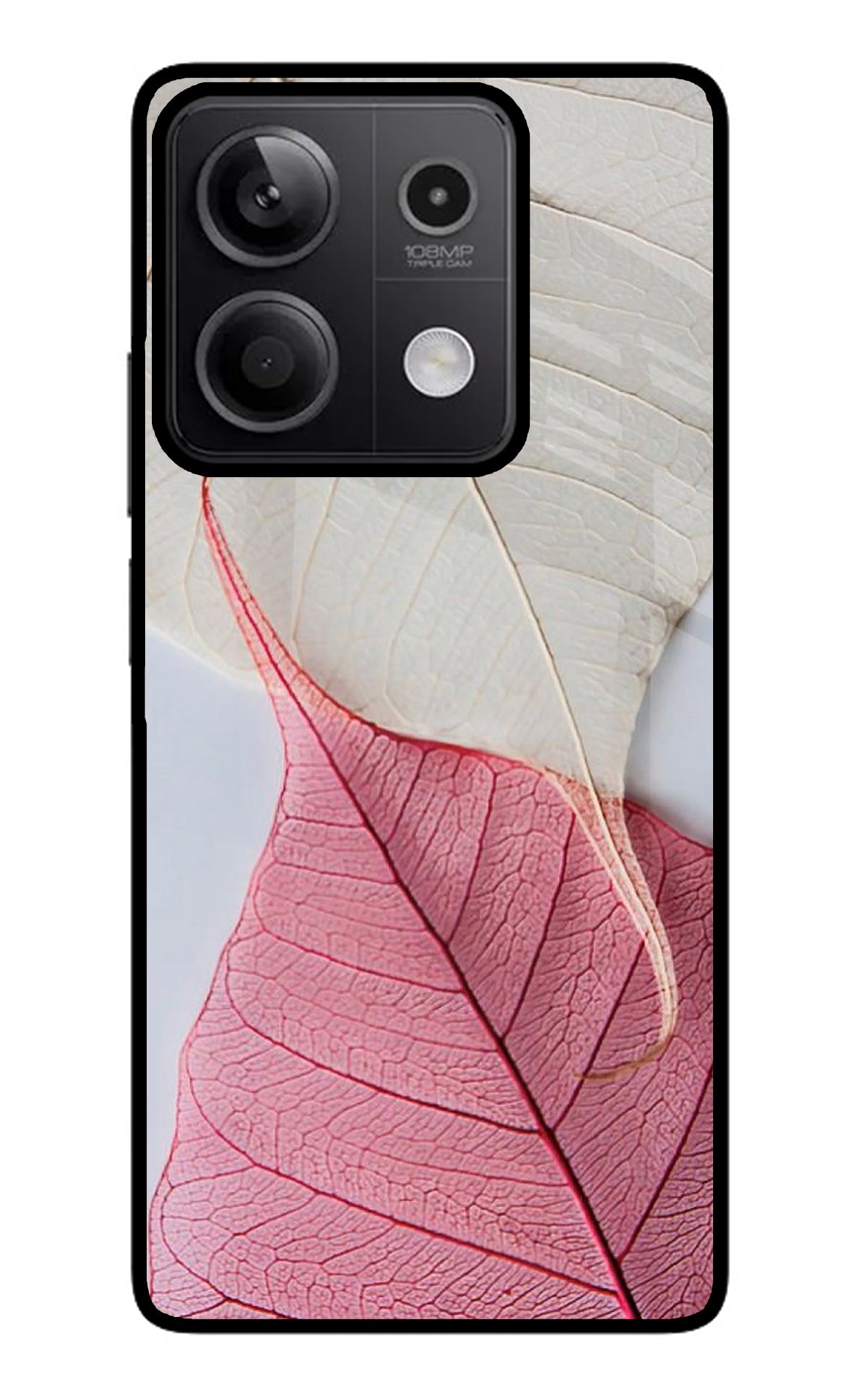 White Pink Leaf Case for Redmi Note 13 5G