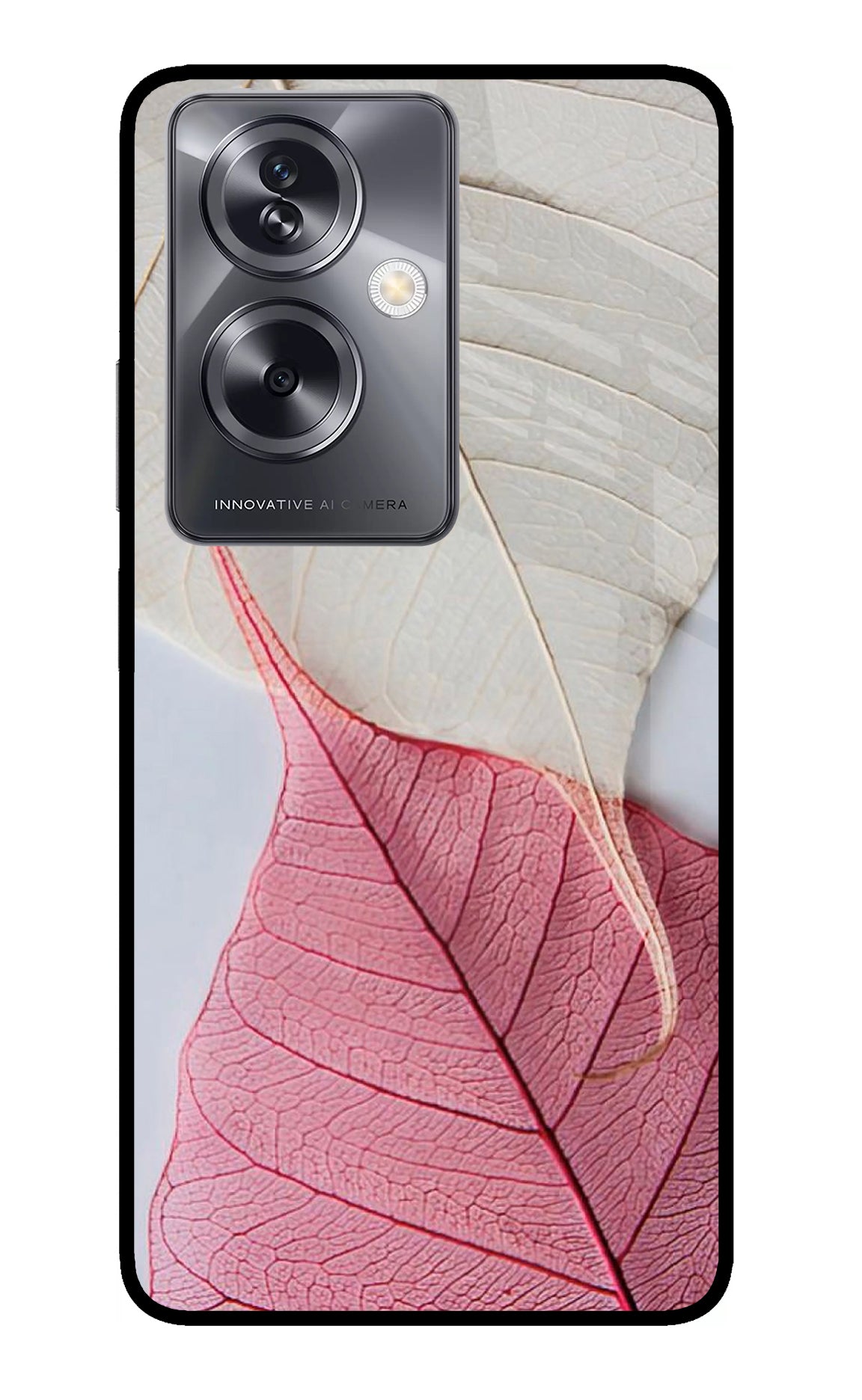 White Pink Leaf Case for Oppo A79 5G