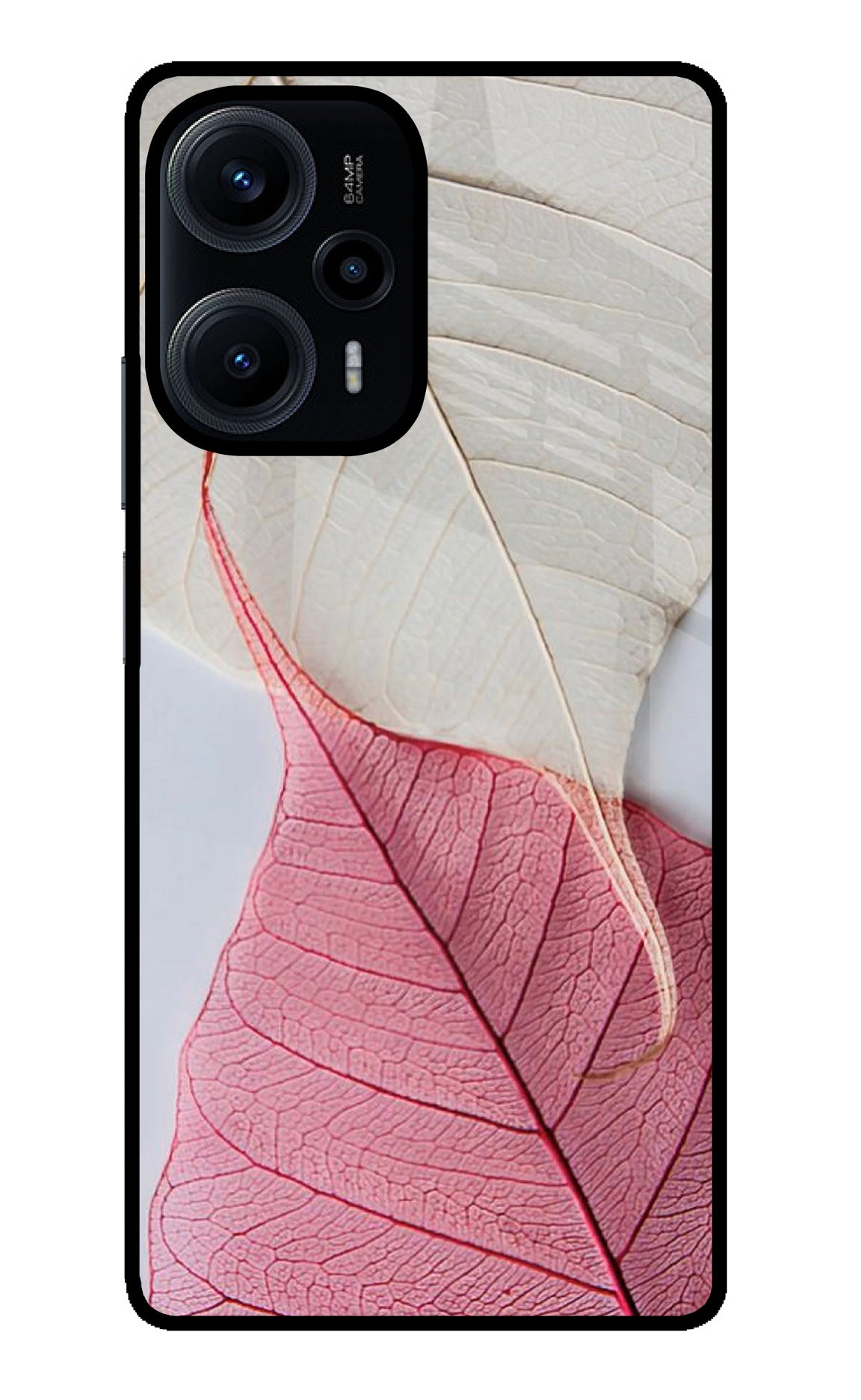 White Pink Leaf Case for Poco F5 5G