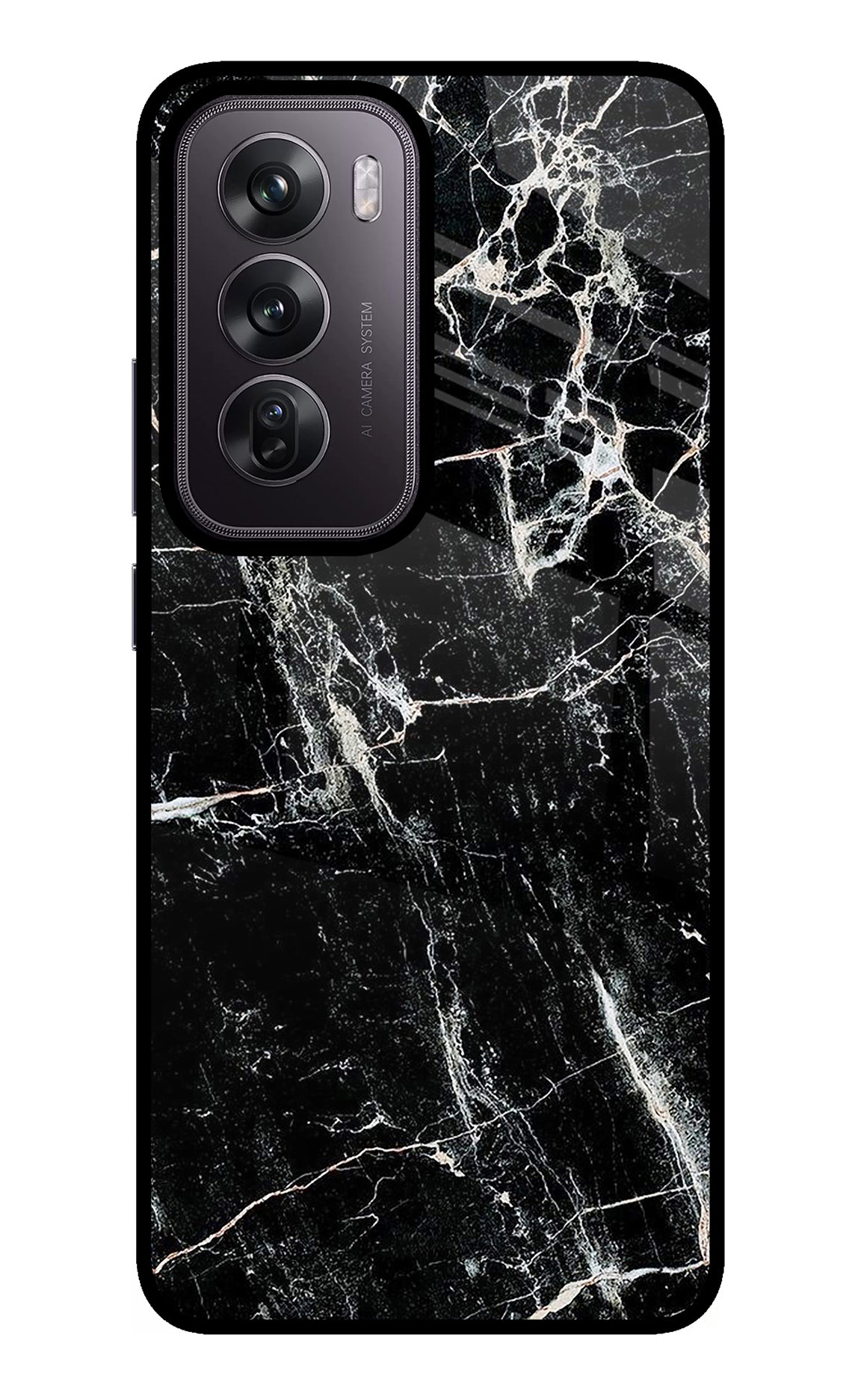 Black Marble Texture Oppo Reno12 Pro 5G Glass Case
