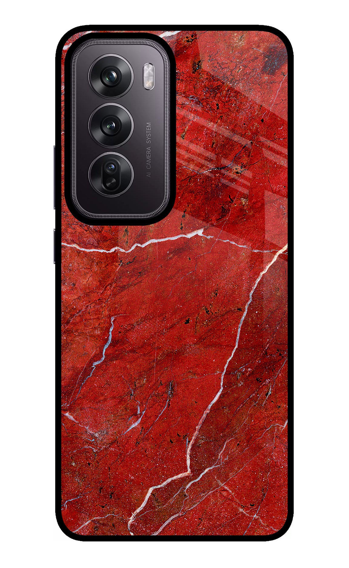 Red Marble Design Oppo Reno12 Pro 5G Glass Case