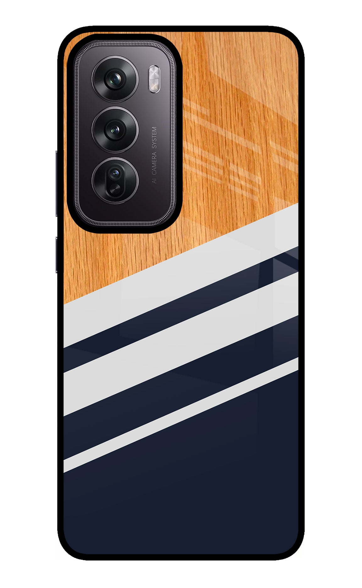 Blue and white wooden Oppo Reno12 Pro 5G Glass Case