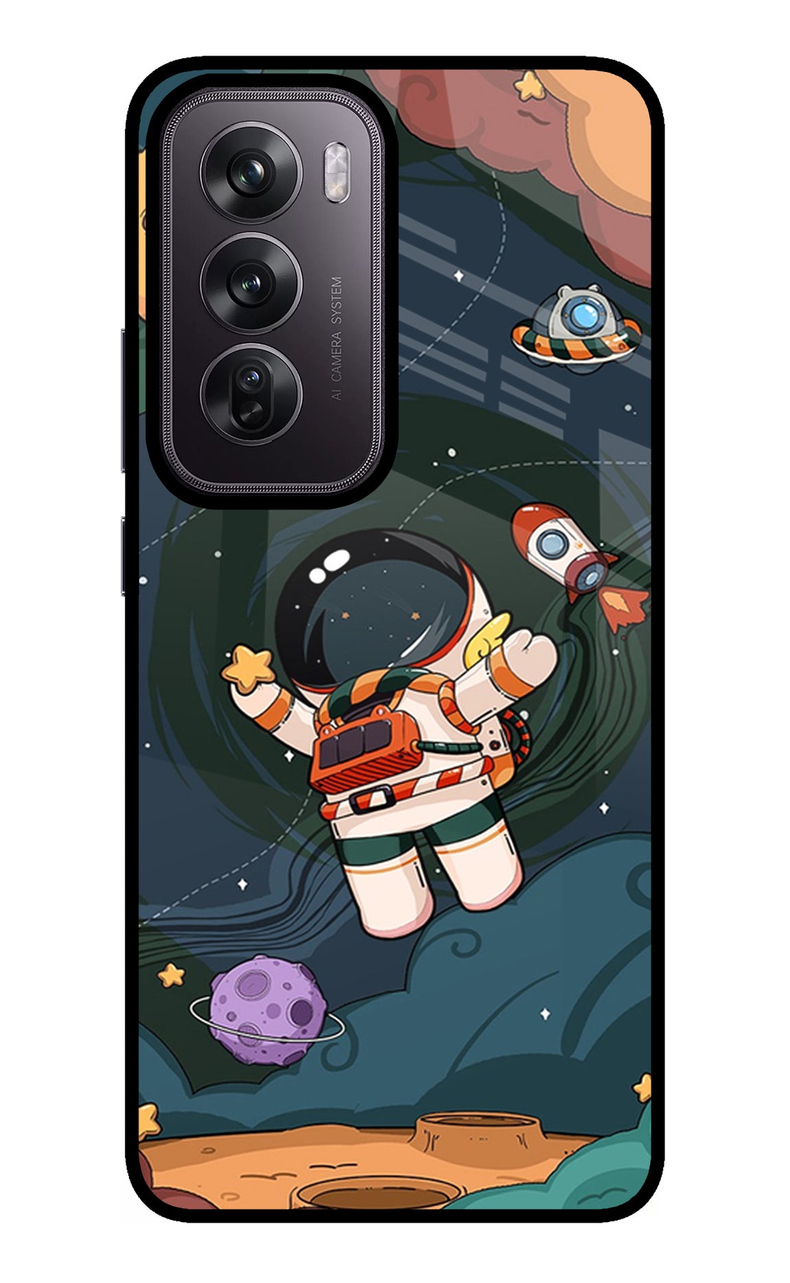 Cartoon Astronaut Oppo Reno12 Pro 5G Glass Case