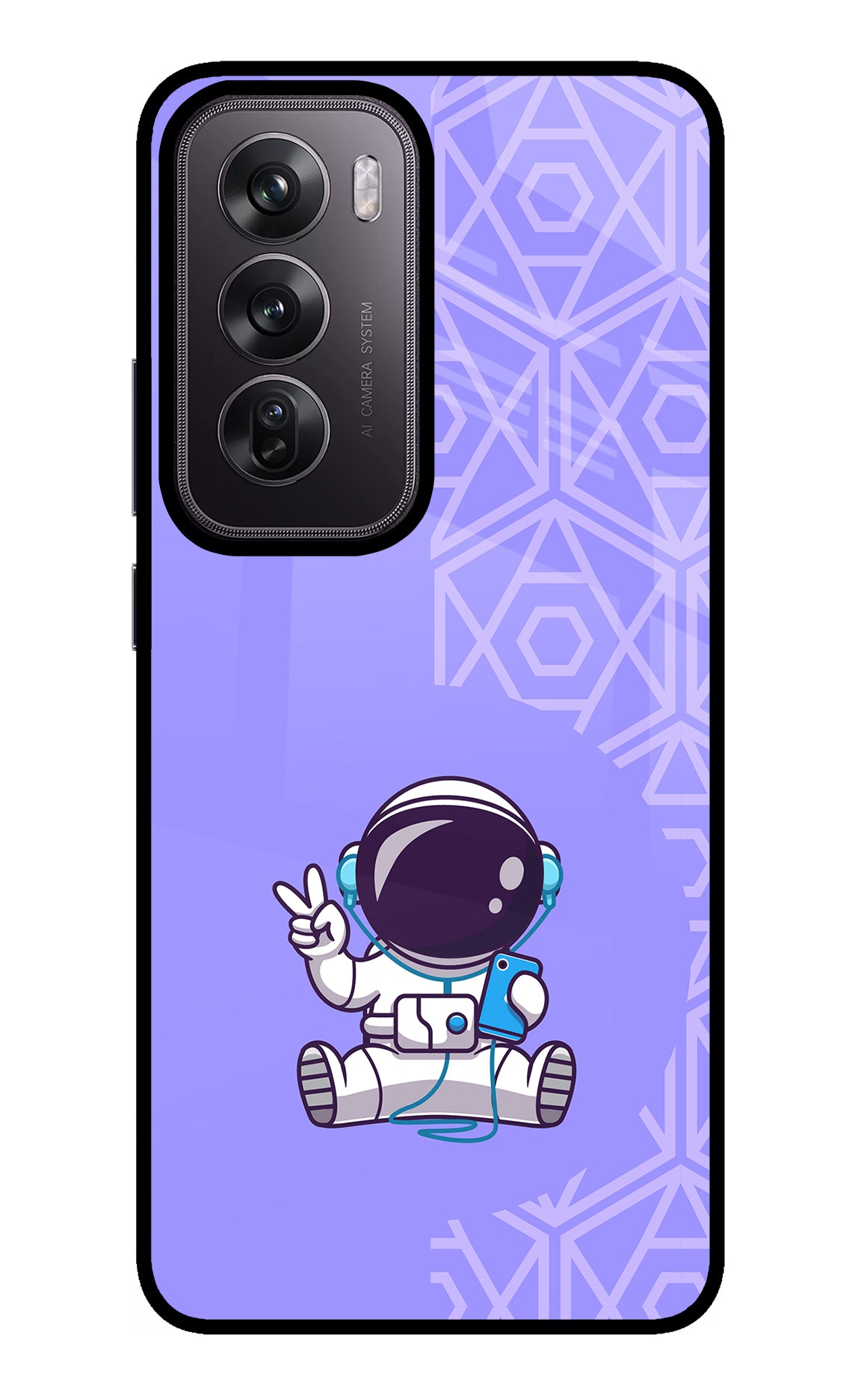 Cute Astronaut Chilling Oppo Reno12 Pro 5G Glass Case