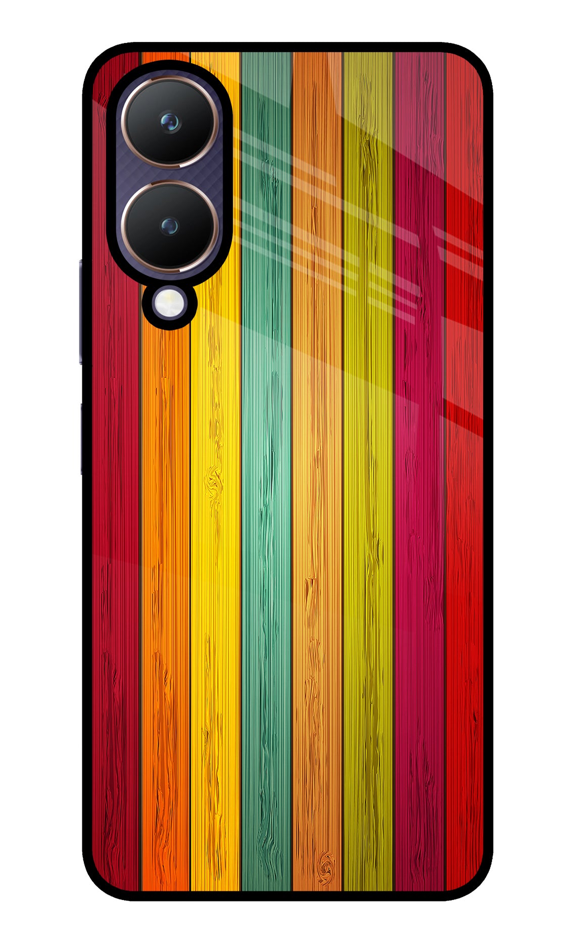 Multicolor Wooden Vivo Y28 5G Glass Case