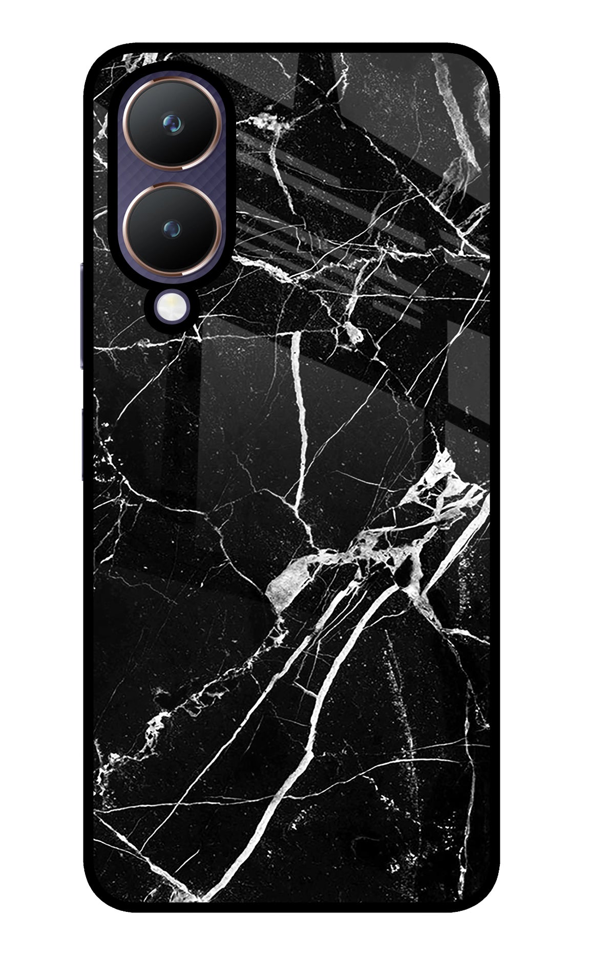 Black Marble Pattern Vivo Y28 5G Glass Case