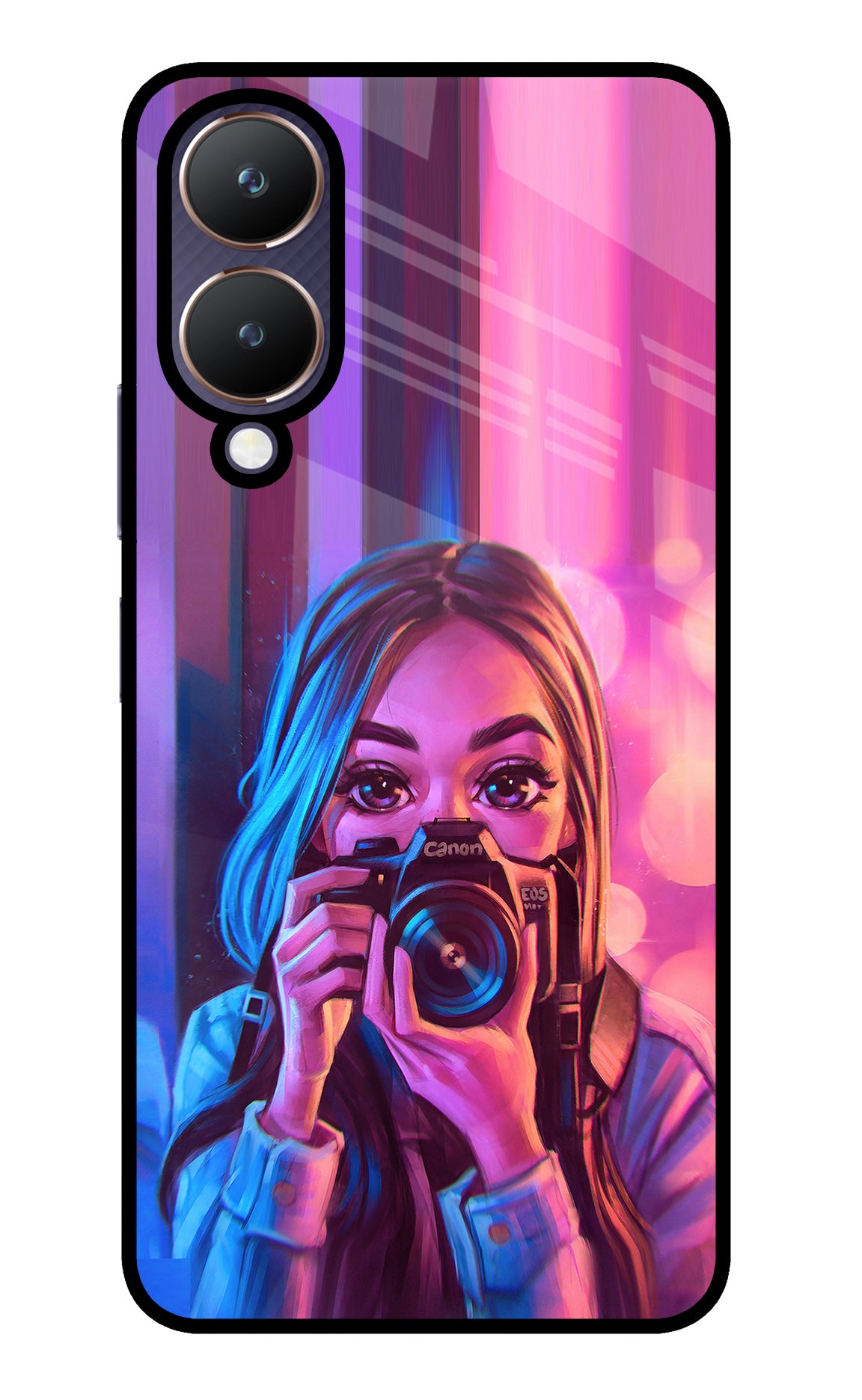 Girl Photographer Vivo Y28 5G Glass Case