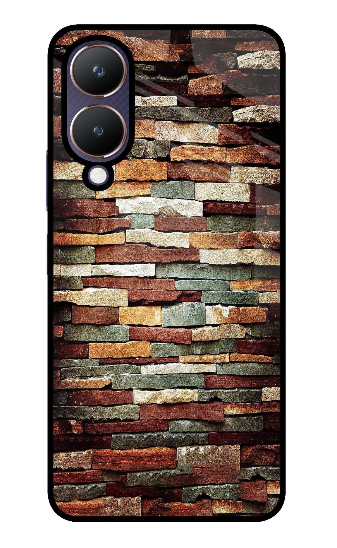 Bricks Pattern Vivo Y28 5G Glass Case