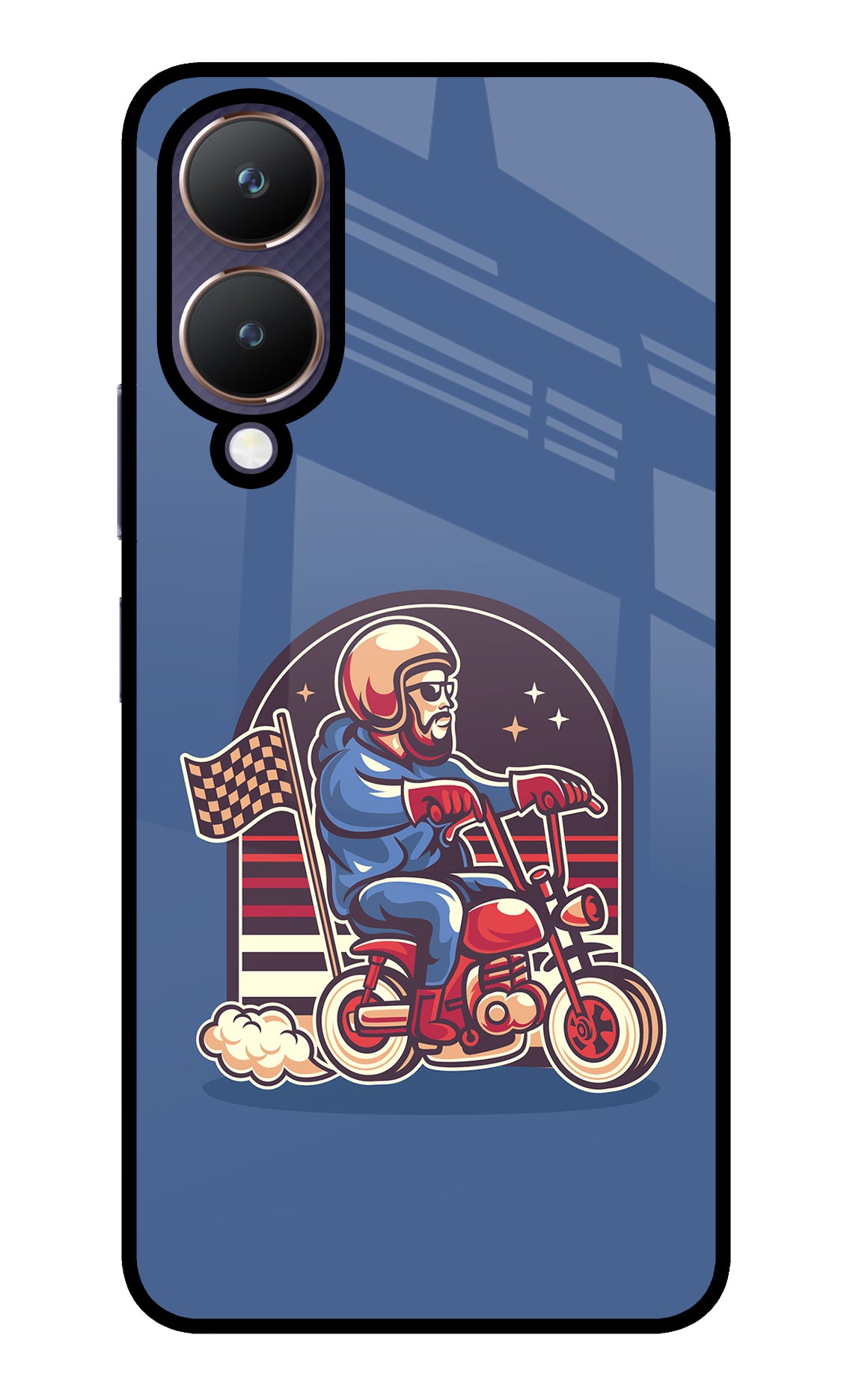 Retro Rider Vibes Vivo Y28 5G Glass Case