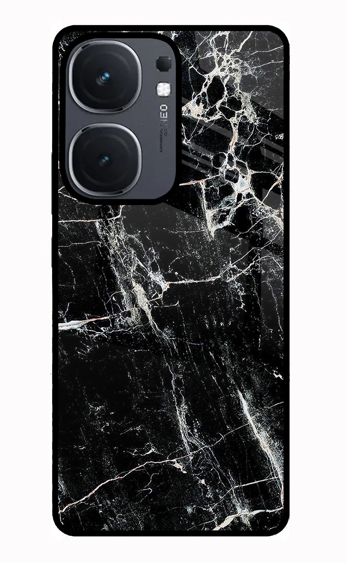 Black Marble Texture IQOO Neo9 Pro Glass Case