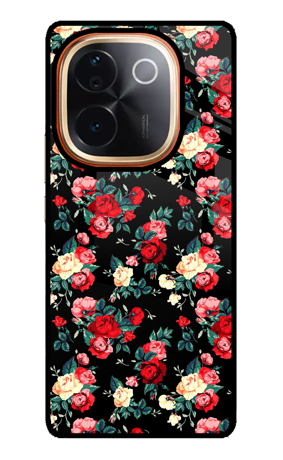 Rose Pattern Vivo T3 Pro 5G Glass Case