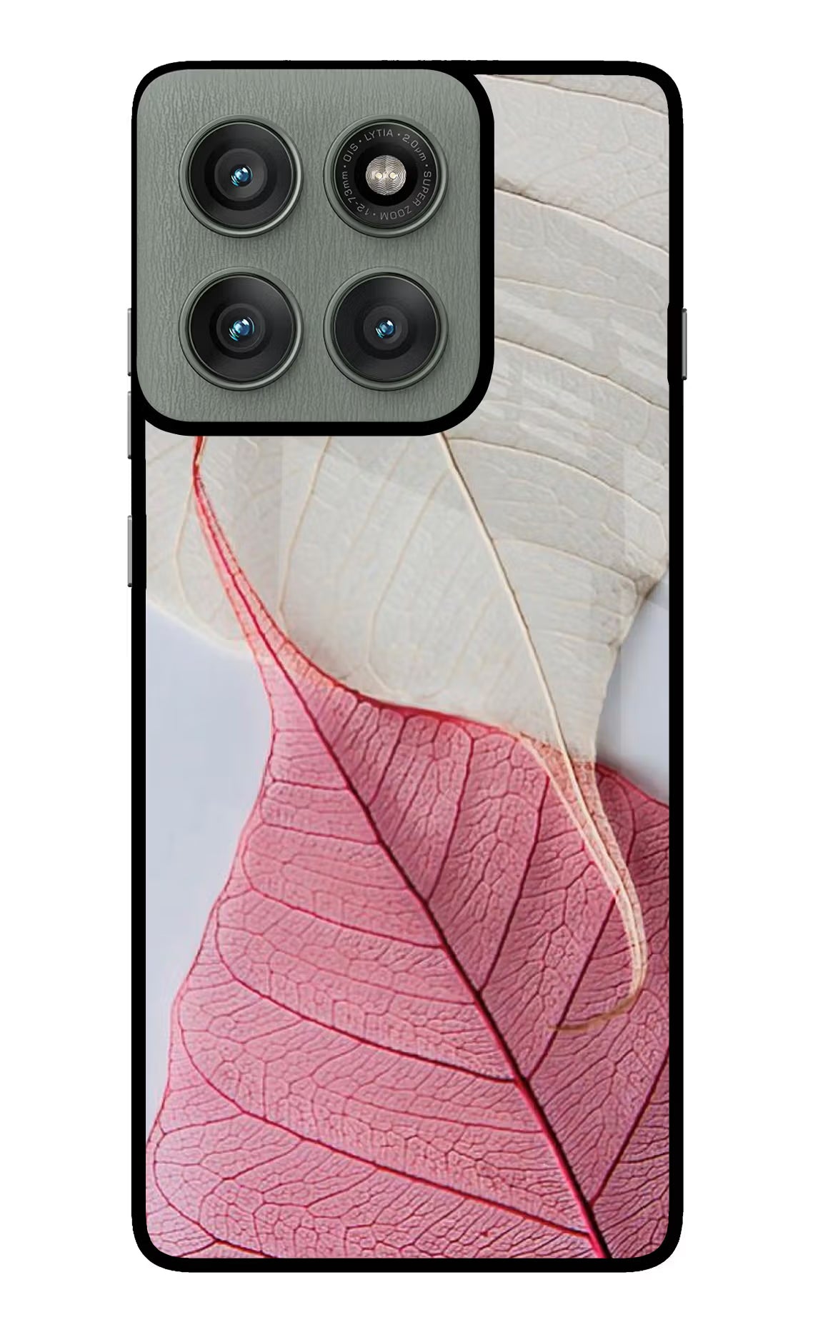 White Pink Leaf Case for Moto Edge 60 Pro by Casekaro